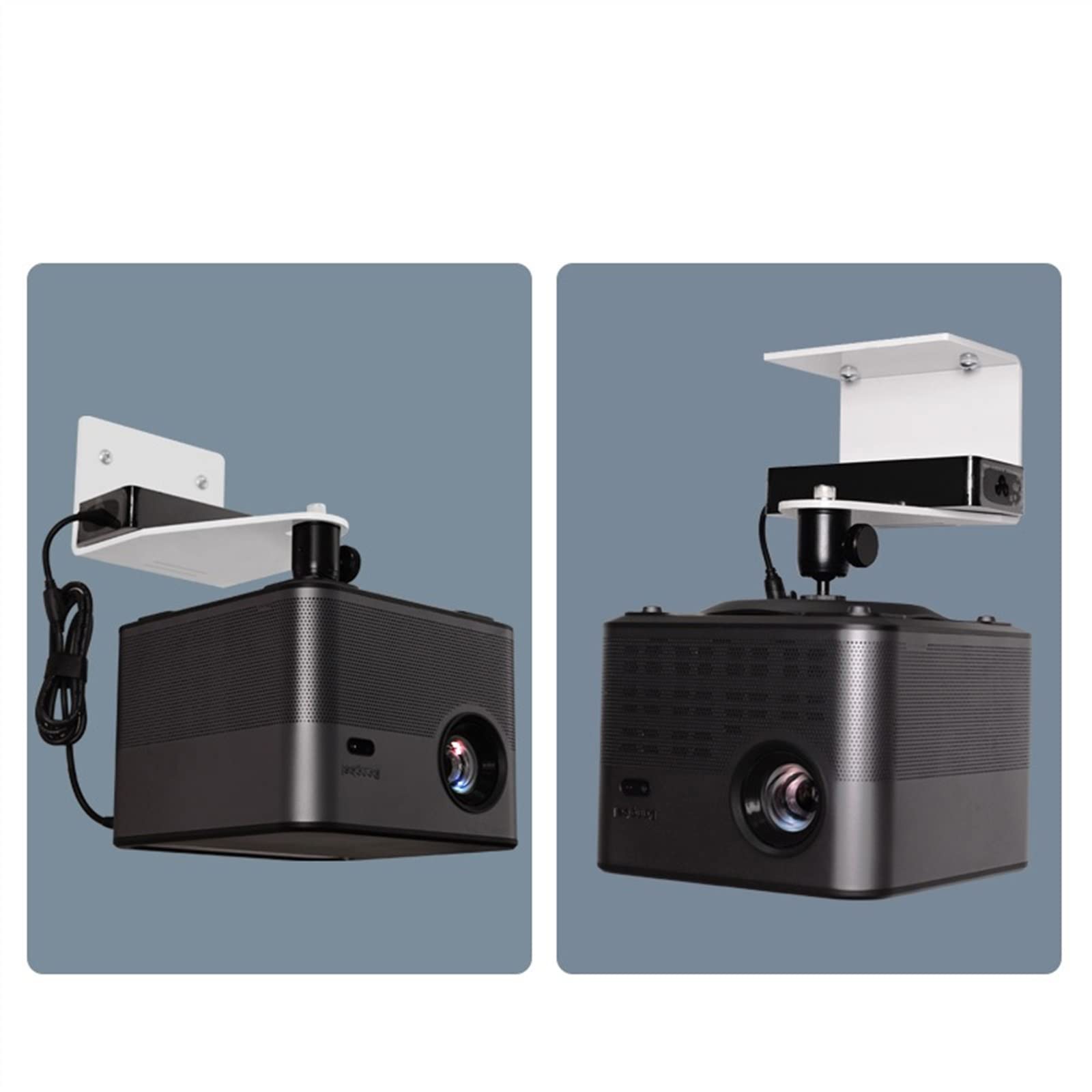 Universal 360° Adjustable Aluminum Alloy Projector Ceiling Mount & Shelf Bracket - PR11 White | Home Theater & Office Projector Stand | Perfect for Movie Nights, Presentations & Decorative Display
