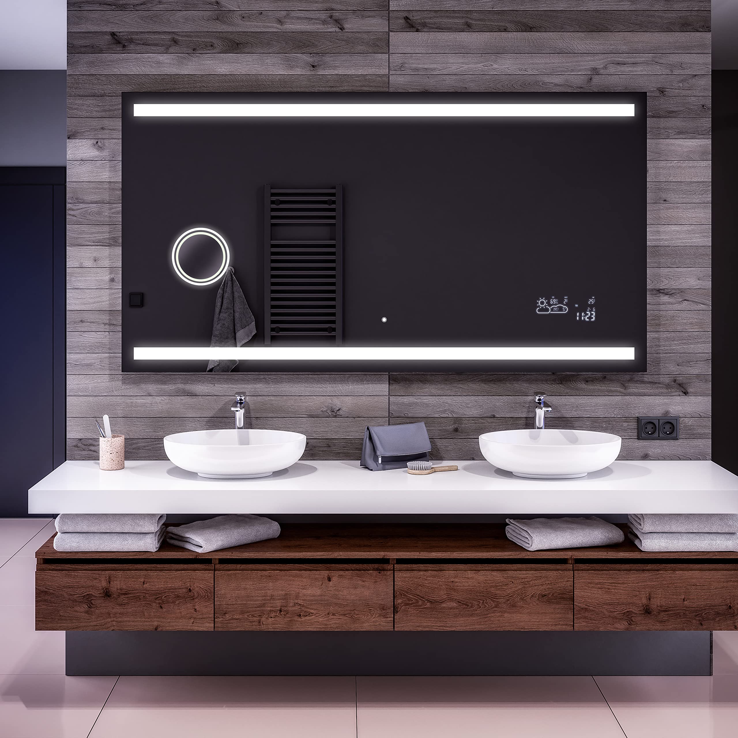 ARTFORMA 31 x 27 Inch LED Bathroom Mirror with Anti-Fog & Adjustable Lights - Wall Mounted Illuminated Vanity Mirror for Makeup, Shaving & Home Decor