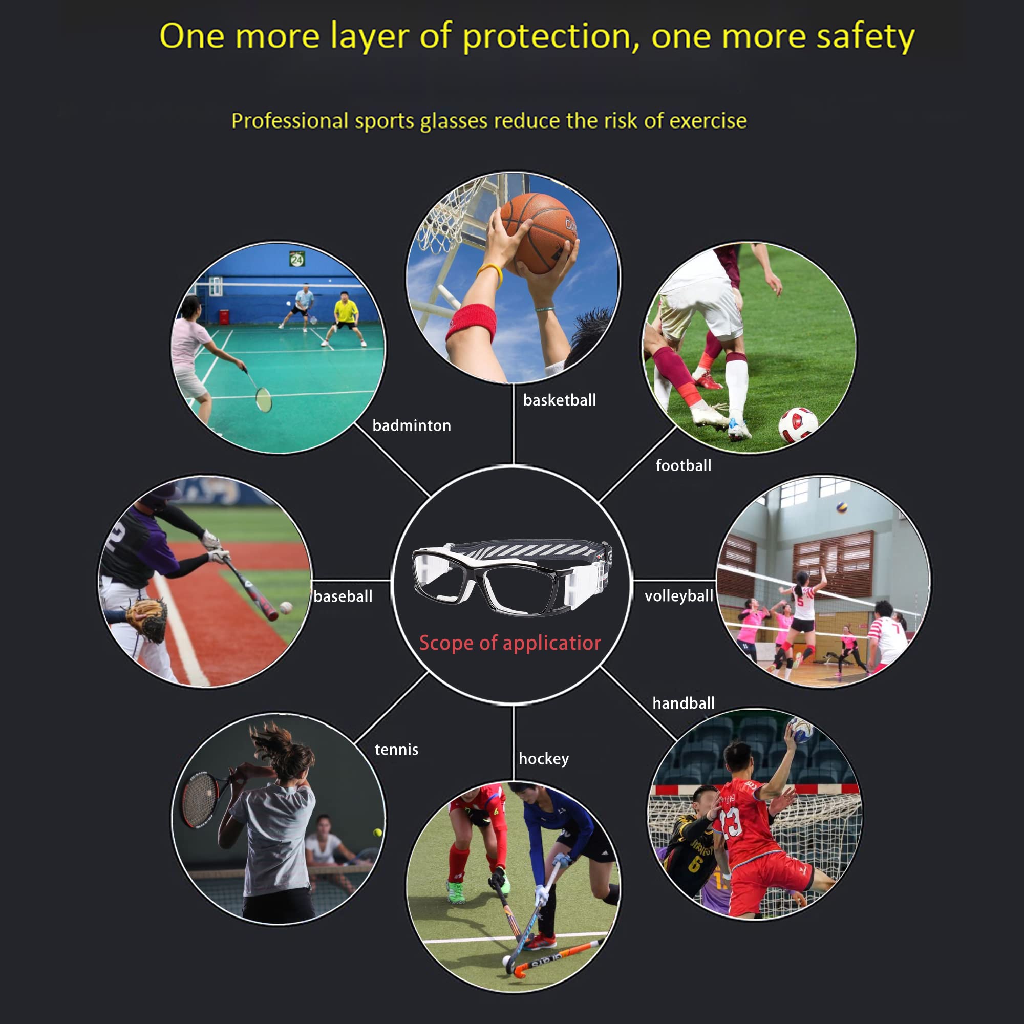 Basketball Dribbling Glasses - Sports Protective Eyewear Goggles for Men & Women - Shatterproof Training Glasses for Basketball Practice & Outdoor Sports