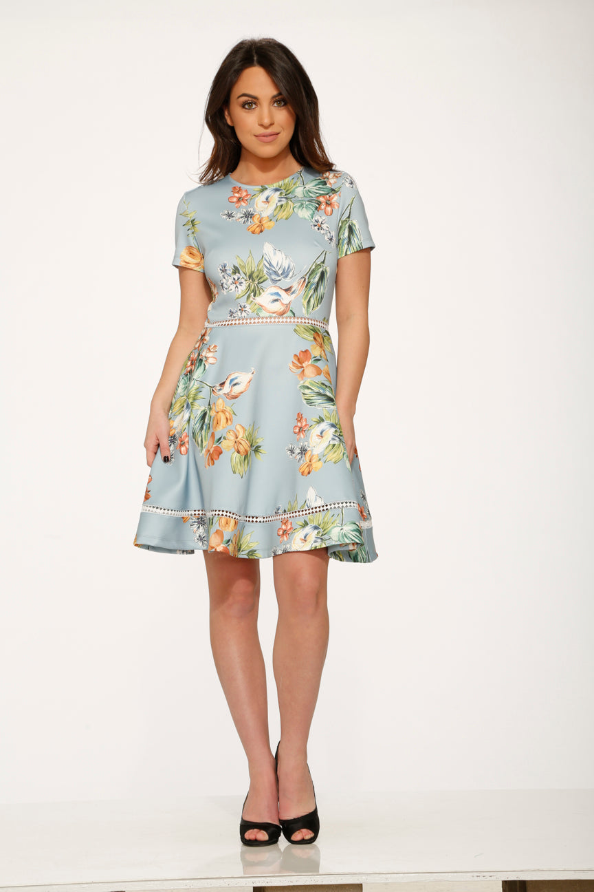 Elegant Mint Green Floral Swing Dress for Women - Perfect for Summer Parties, Weddings & Casual Outings