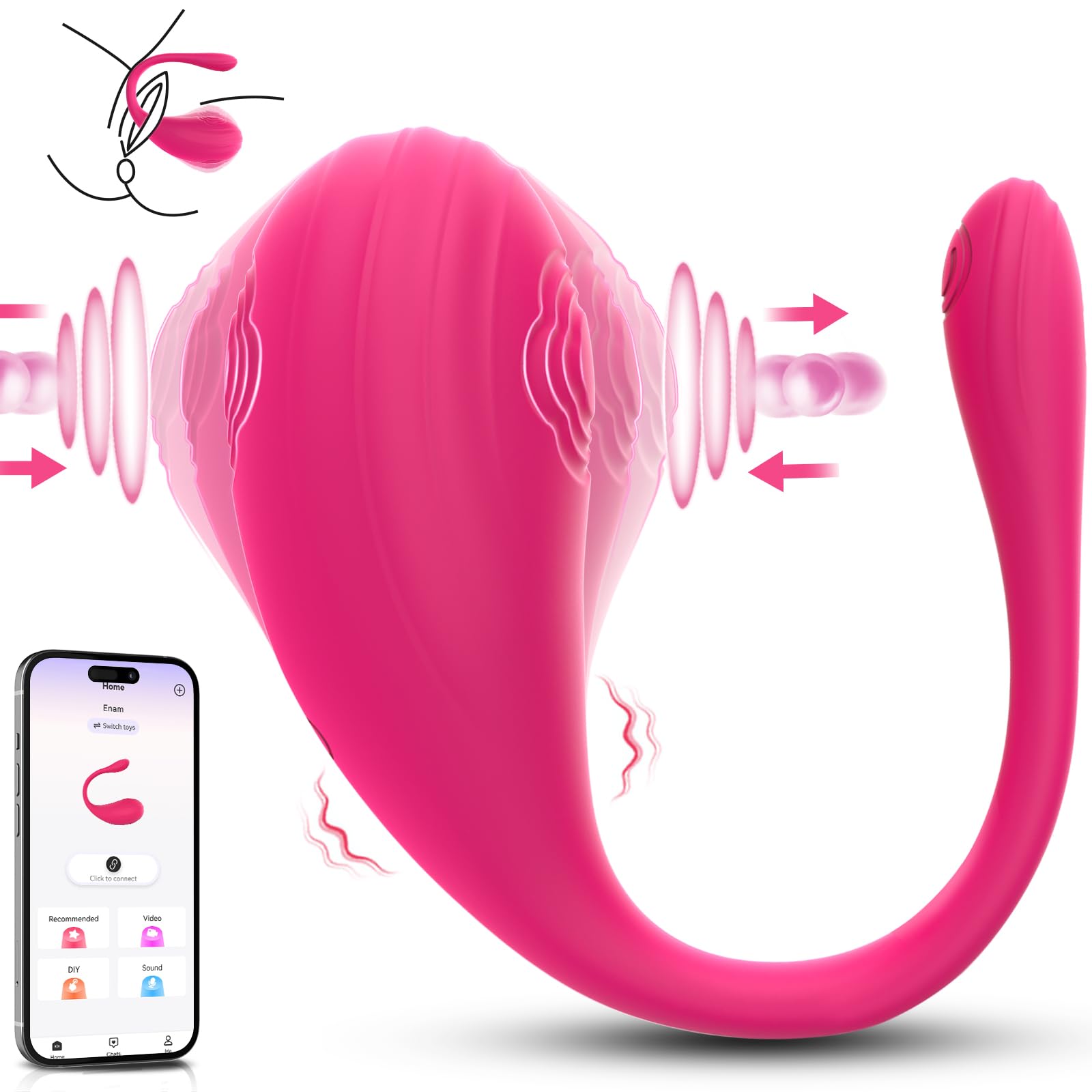ECRVOM 3-in-1 APP Controlled Rose Vibrator - Wireless Adult Toy for Women & Couples with 7 Vibration Modes, Clitoral G-Spot Stimulation, Tapping Function - Perfect for Solo Play, Couples Intimacy & Sensual Massage