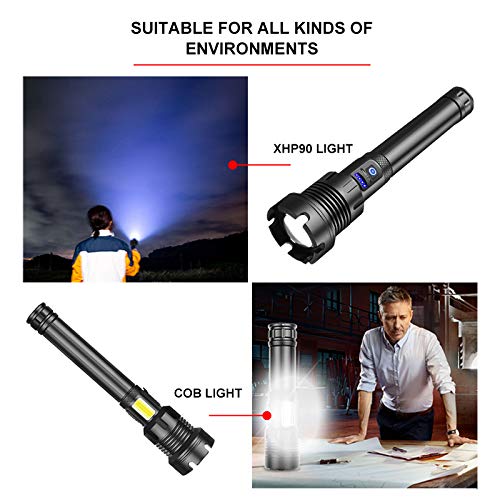 BESTSUN 1000,000 Lumens Super Bright XHP90 LED Flashlight - Rechargeable Waterproof Zoomable Flashlight with 7 Modes for Camping, Hiking, Emergency & Outdoor Adventures | High-Power Handheld Torch for Night Fishing, Hunting, and Survival Gear