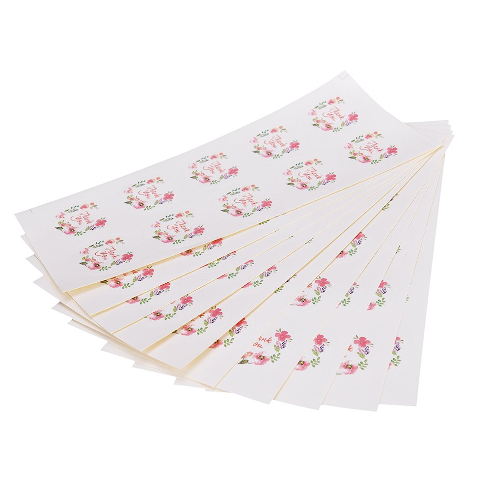 CosCosX 10 Sheets Floral Design Stickers - Waterproof Decorative Labels for Envelopes, Letters, Invitations & Thank You Cards - Perfect for Wedding, Scrapbooking & DIY Crafts