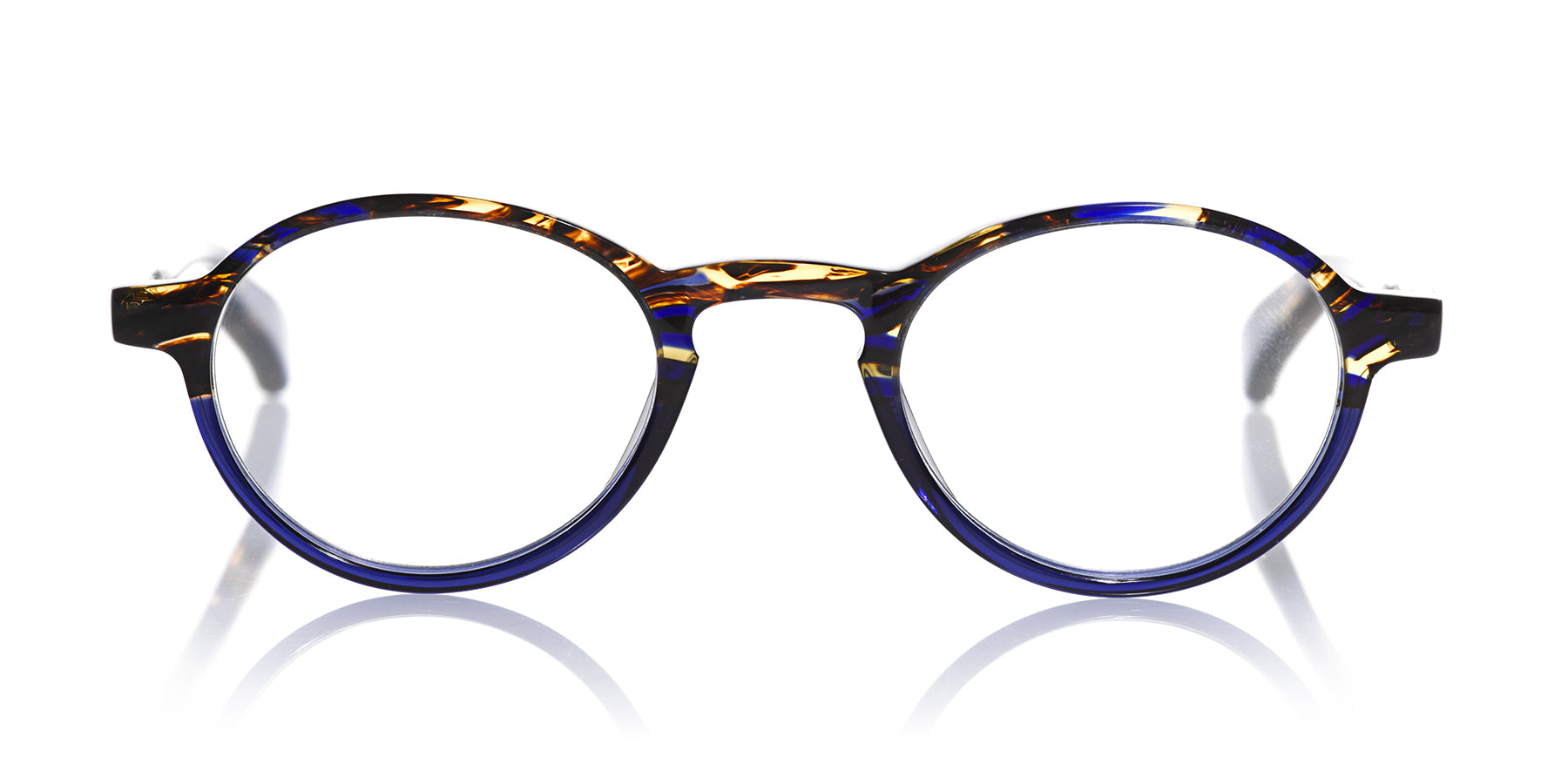 Board Stiff Narrow Color 50 Tortoise & Navy Front and Temples - Stylish Eyeglass Frames for Men & Women | Perfect for Office, Reading, and Everyday Wear