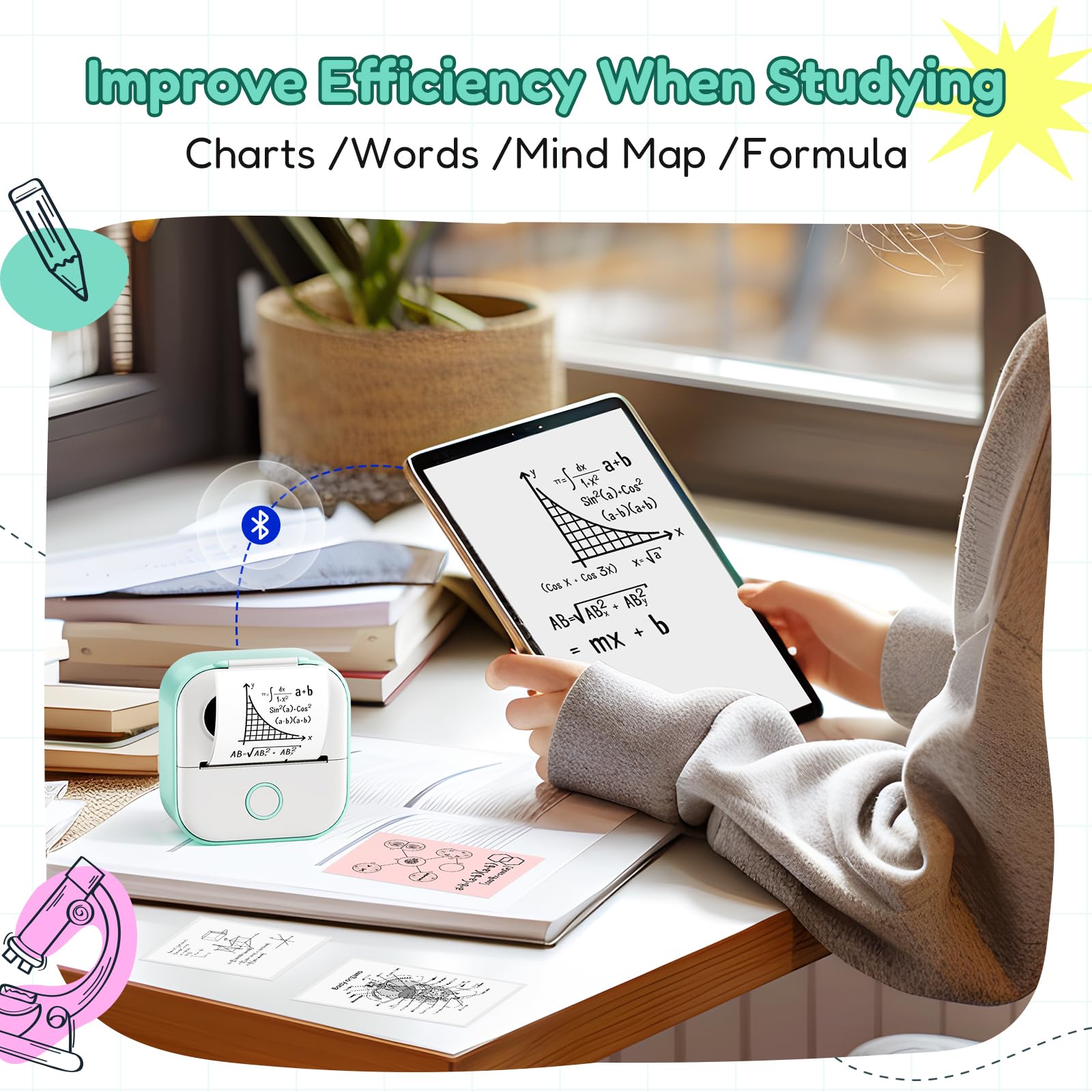 Print Pods Mini Portable Sticker Printer Y02C - Bluetooth Thermal Inkless Printer for iPhone & Android - Print Photos, Notes & Journal Stickers - Perfect for School, Office, Travel & DIY Scrapbooking