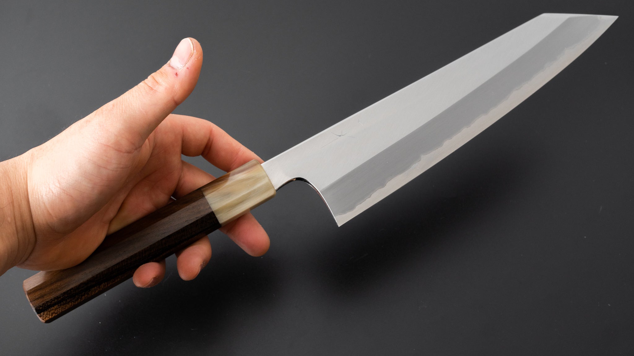 Hitohira Togashi White #1 Stainless Clad Migaki Kiritsuke Gyuto 240mm Ziricote Handle - Premium Japanese Chef Knife for Sushi, Sashimi & Meat Cutting - Perfect for Professional Chefs & Home Cooking