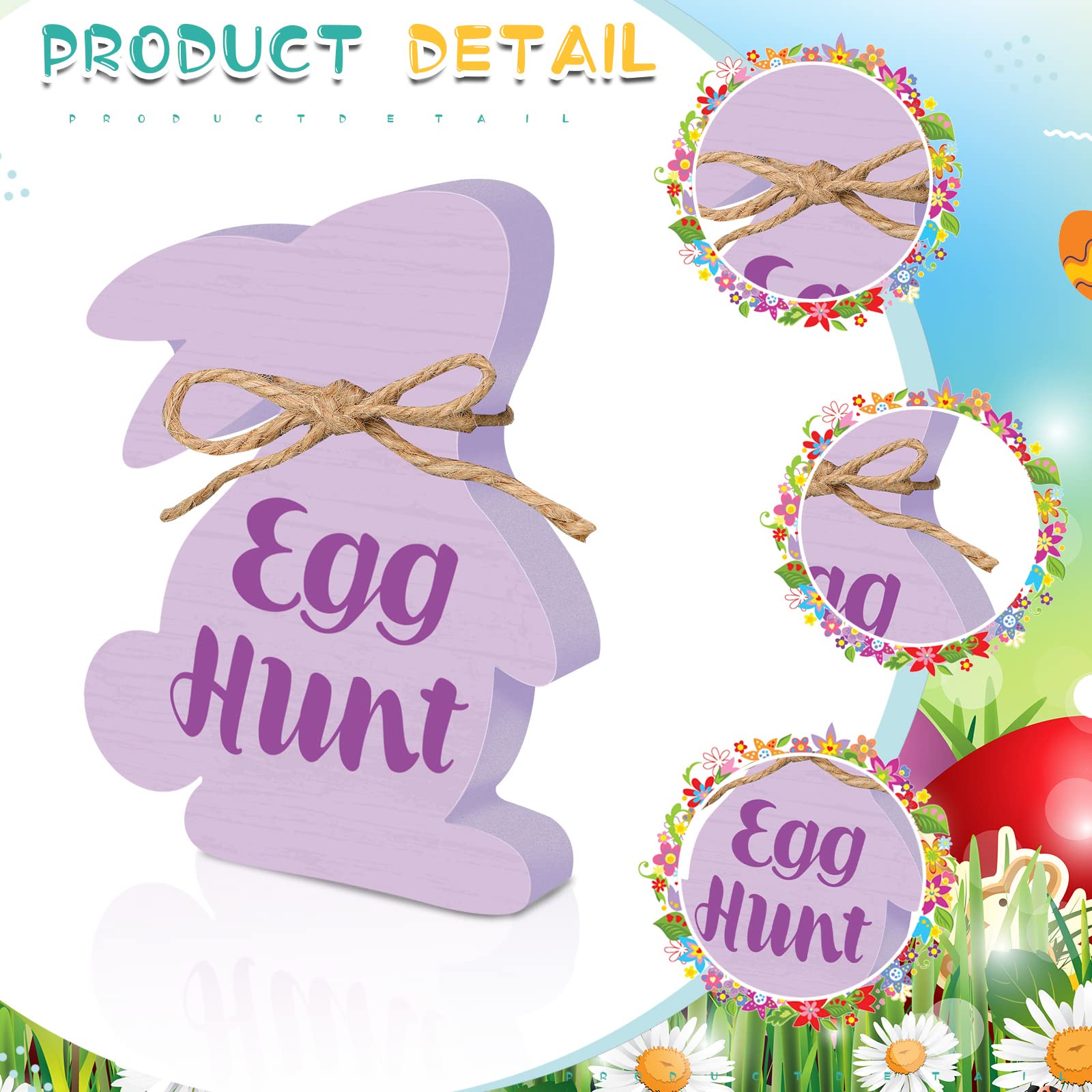 4 Pcs Easter Bunny Wooden Signs - Rustic Farmhouse Rabbit Decor for Tiered Tray, Spring Home & Party Decoration - Perfect for Easter Table Centerpiece, Mantel Display, and Seasonal Home Decor (Bunny Style)