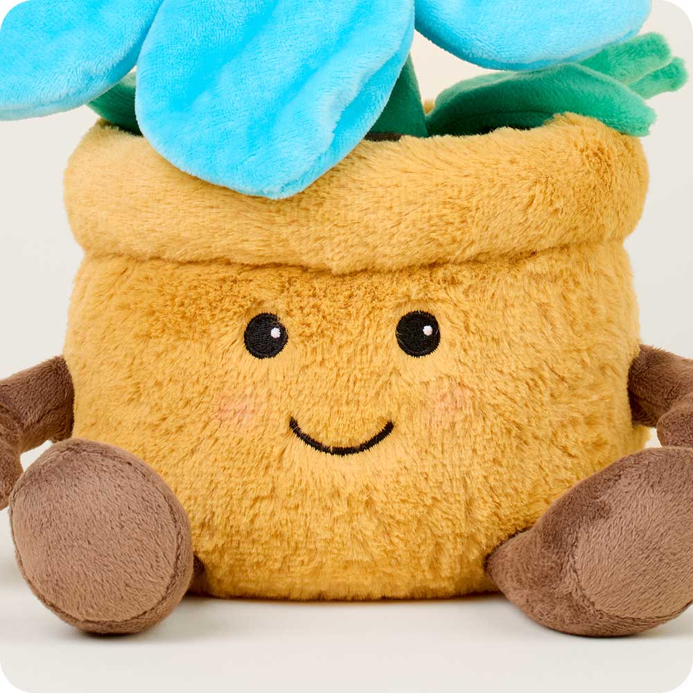 Blue Flower Pot Warmies - Microwaveable Heating Pad for Pain Relief & Stress Relief - Perfect for Home, Office, and Gifts