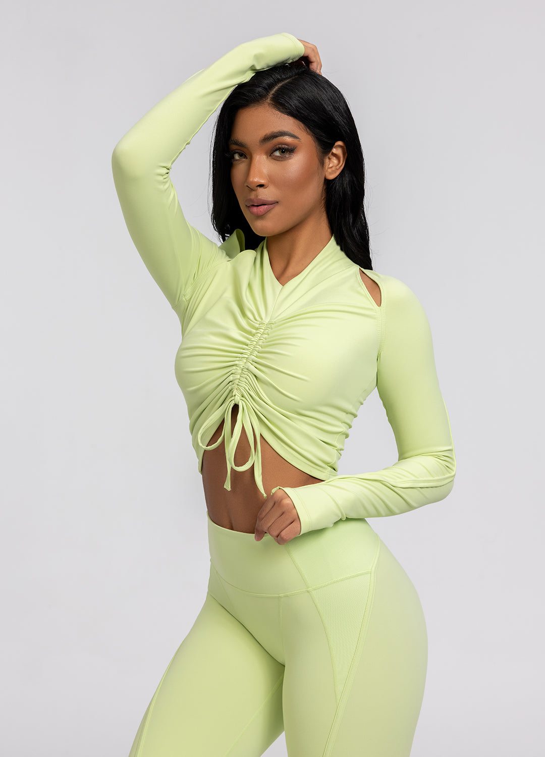 Women's Stylish Drawstring Crop Top - Trendy Summer Casual T-Shirt for Yoga, Beach & Streetwear Fashion