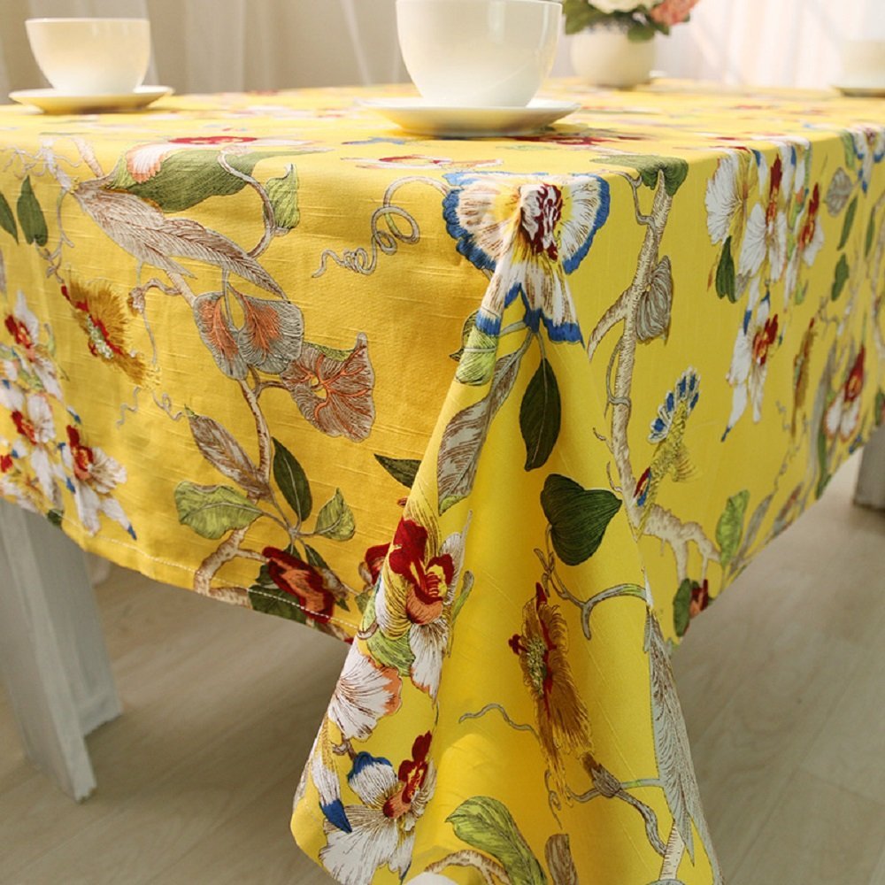 Bohemian Style 100% Cotton Printed Tablecloth - Flying Birds Design Rectangular Table Cover 55