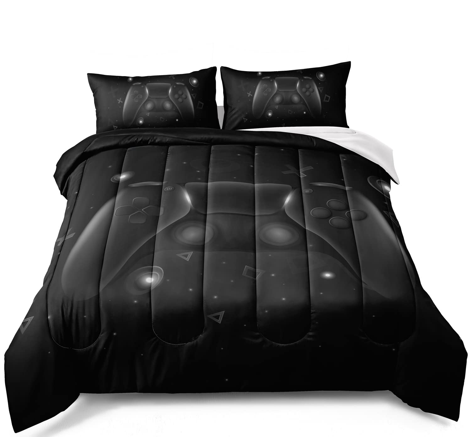 BDUCOK Gaming Comforter Set for Boys & Adults - Queen Size Video Game Bedding with 1 Comforter & 2 Pillowcases - Perfect for Teen Gamer Room Decor & Gaming Enthusiasts - Ideal for Bedrooms, Dorms, and Game Rooms