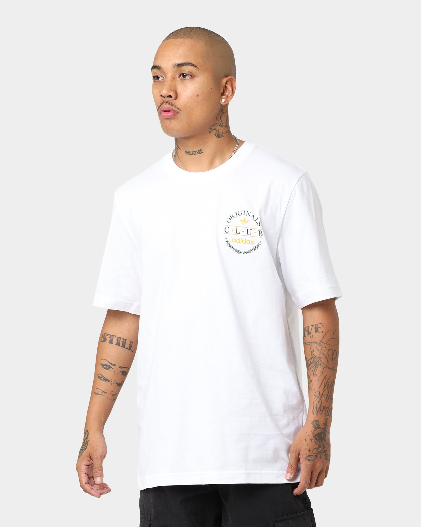 Adidas Club Logo T-Shirt for Men - Classic White Cotton Crew Neck Tee - Perfect for Gym, Casual Wear & Street Style Outfits