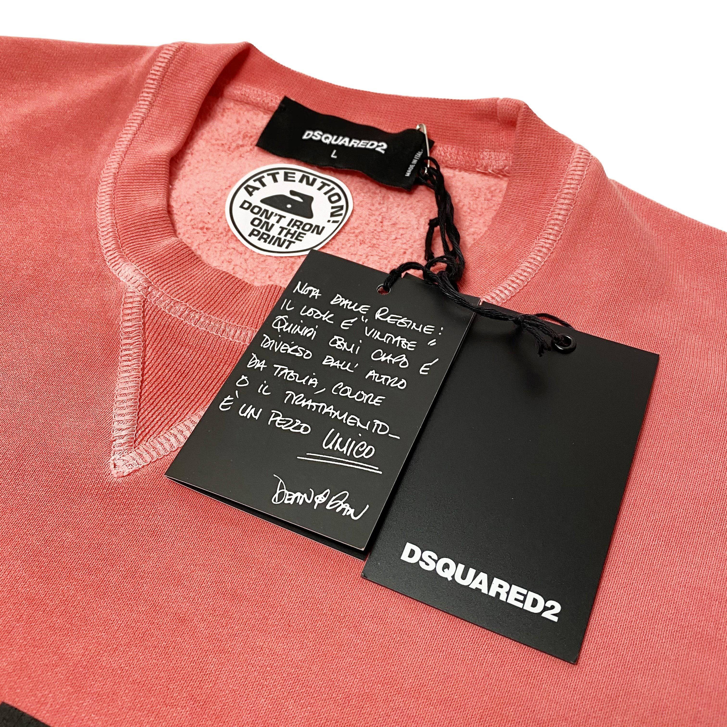 Dsquared2 Coral Caten Logo Embroidered Hoodie Sweatshirt for Men - Casual Streetwear Pullover for Everyday Wear & Urban Fashion