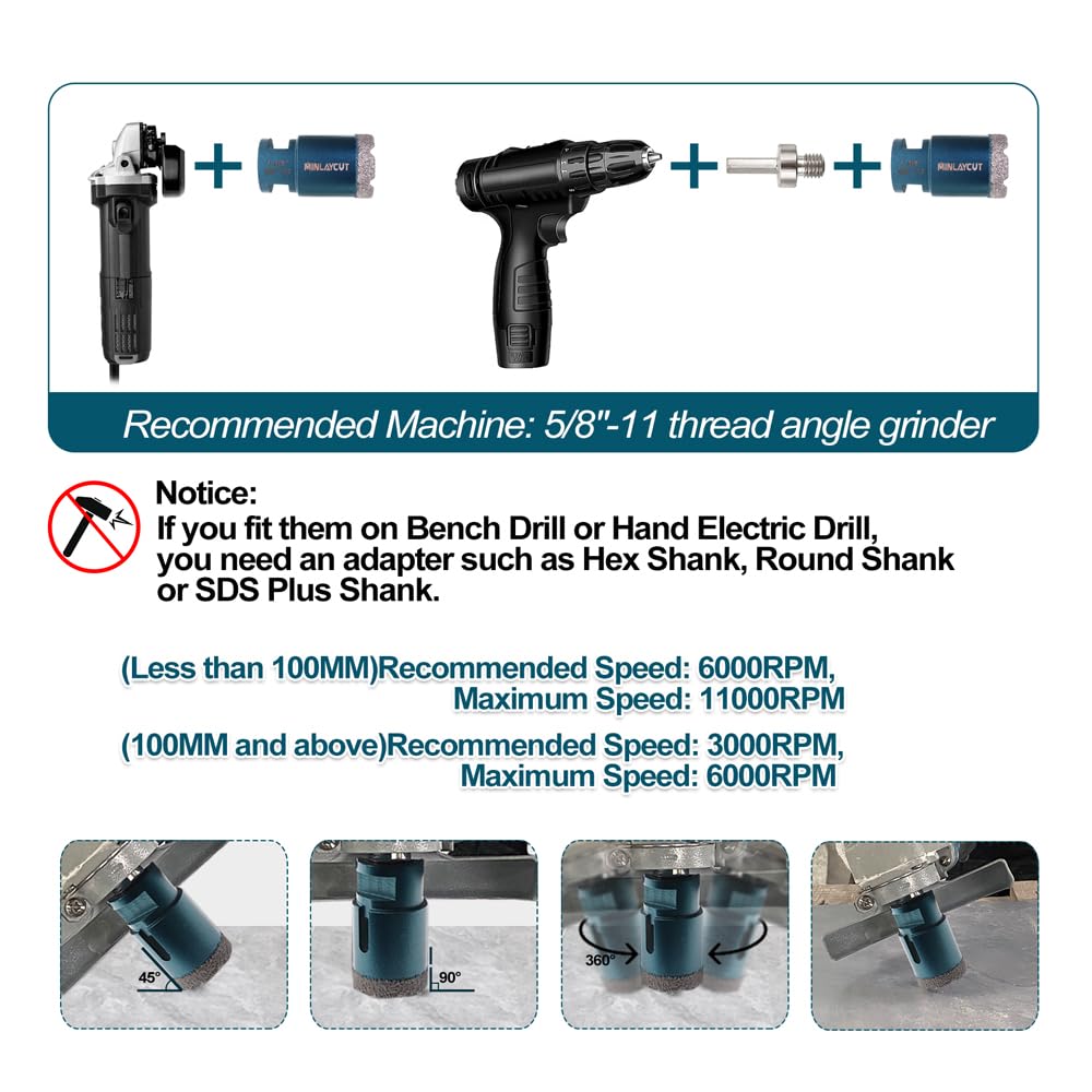 Premium Diamond Core Drill Bit Set - 10pc Tile Hole Saw Kit (6/8/10/25/35/50/65mm) with 2