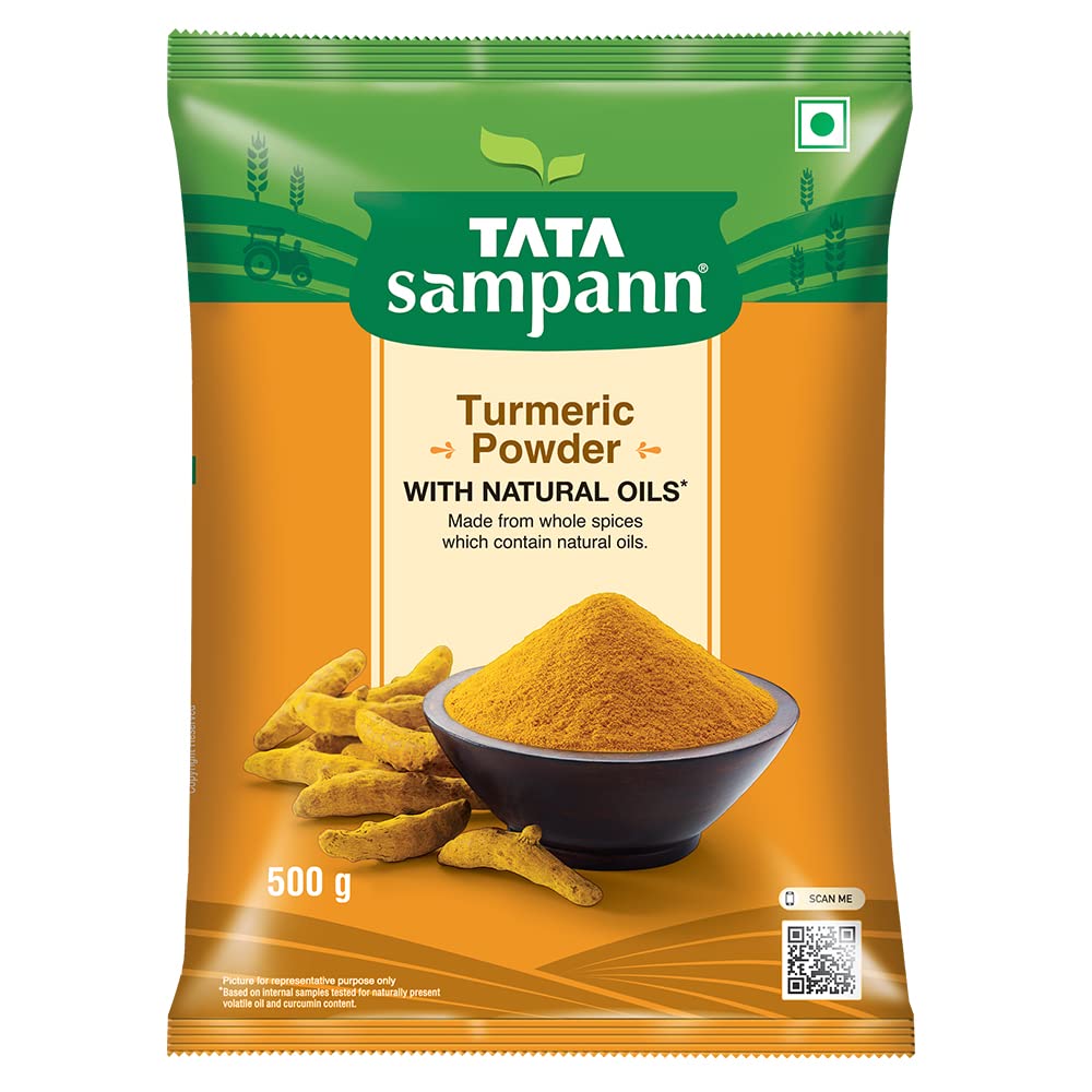 Organic Tata Sampann Turmeric Powder with Natural Oils (500g) & Coriander Powder (200g) - Premium Indian Spices for Cooking, Curry, Masala & Healthy Recipes