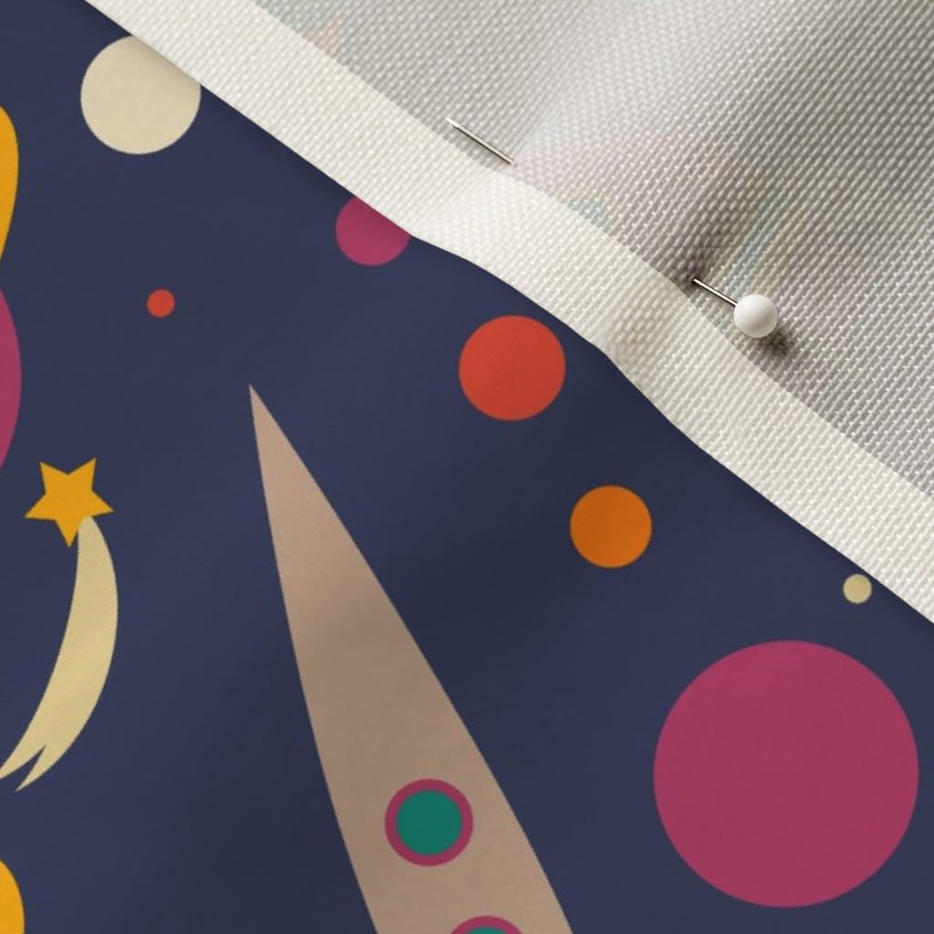 Rocket Space Cosmic Planets UFO Galaxy Printed Velvet Fabric - Fat Quarter for Upholstery, Home Decor & Apparel | Perfect for Nursery, Boys Room & DIY Craft Projects