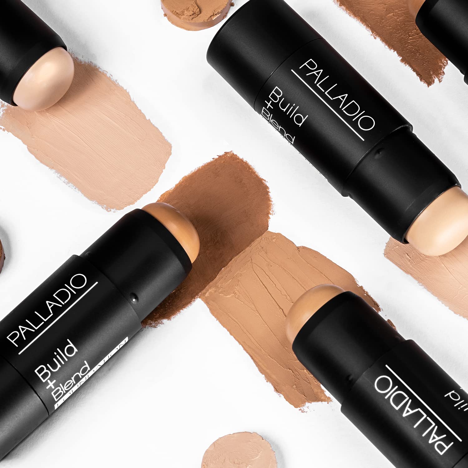 Palladio BUILD + BLEND Foundation Stick & Contour Stick for Face - Professional Makeup for Flawless Coverage, 0.25 Oz (Cinnamon) - Ideal for Everyday Wear, Photo Shoots & Special Occasions