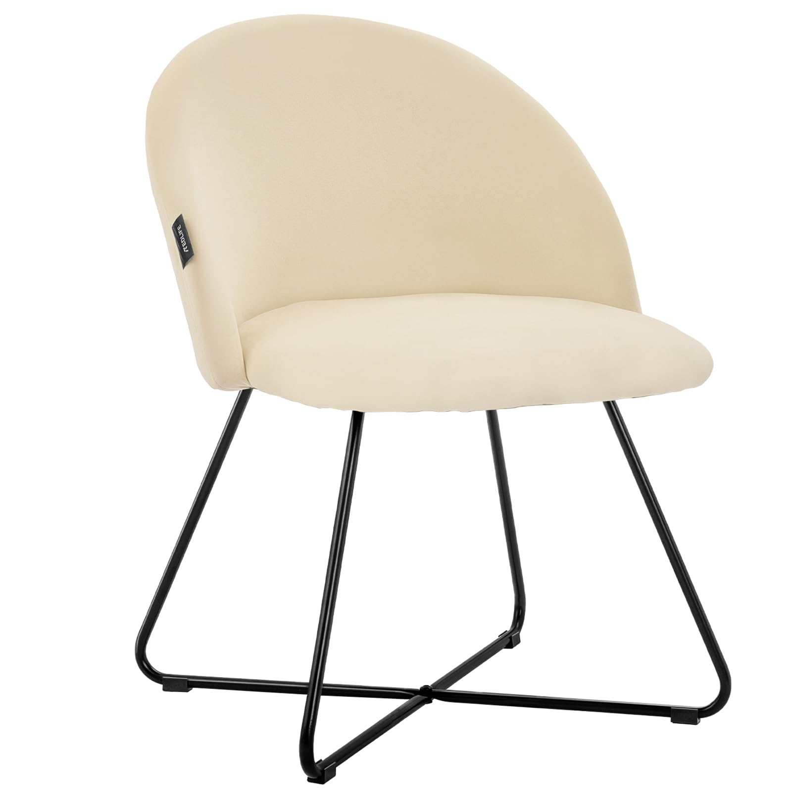 Redlife Velvet Vanity Chair with Back - Modern Upholstered Makeup Chair for Bedroom & Dressing Room, Beige Accent Chair for Women's Beauty Station & Home Decor