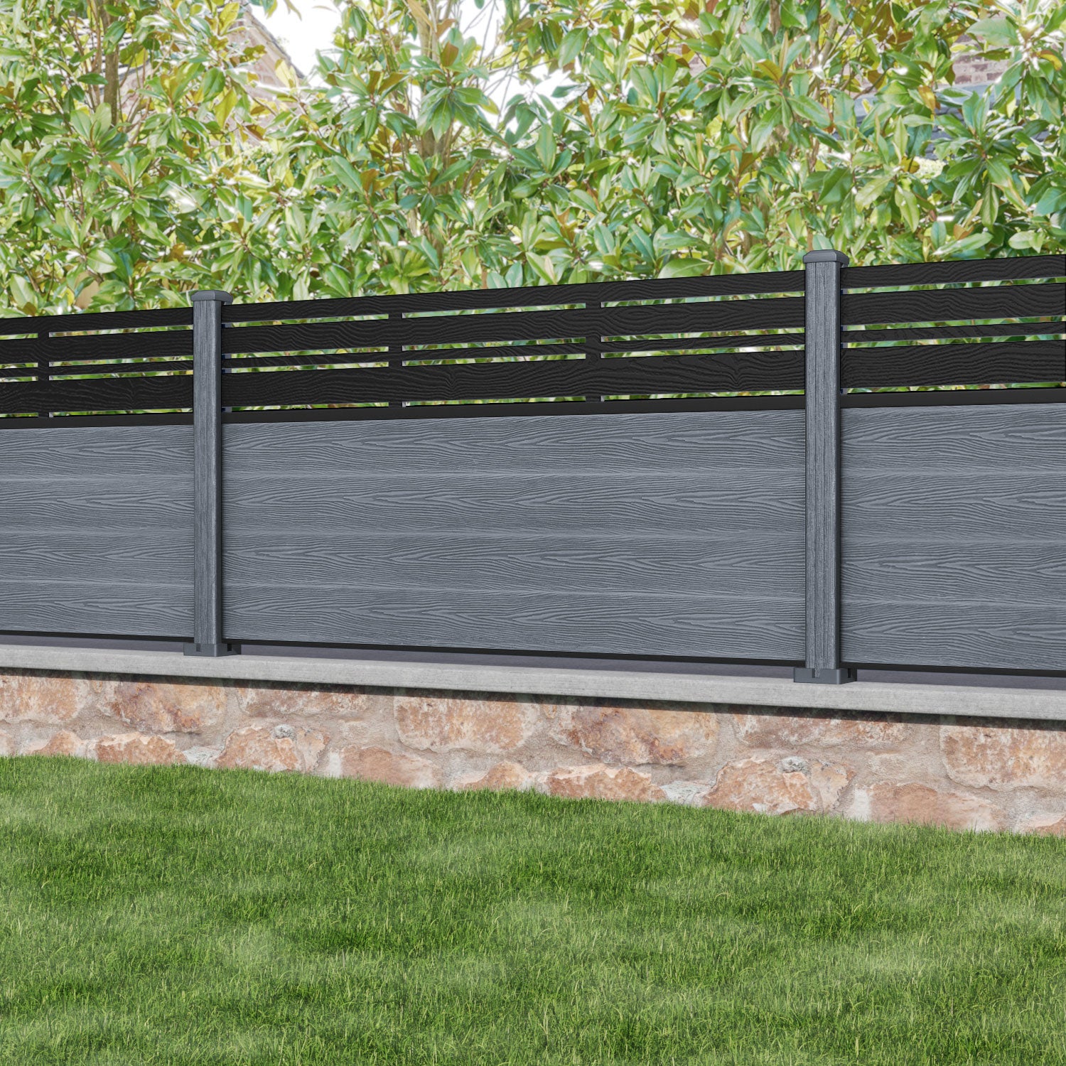 Classic Linea Fence Panel - Anthracite Grey Composite Fencing with Durable Posts | Perfect for Backyard Privacy, Garden Borders & Pool Safety Fencing