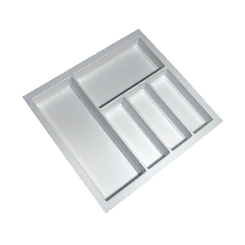 Sky Wide 5-Compartment Custom Fit Cutlery Tray - White | Expandable Silverware Organizer for Kitchen Drawer | Perfect for Utensils, Spoons, Forks & Knives Storage