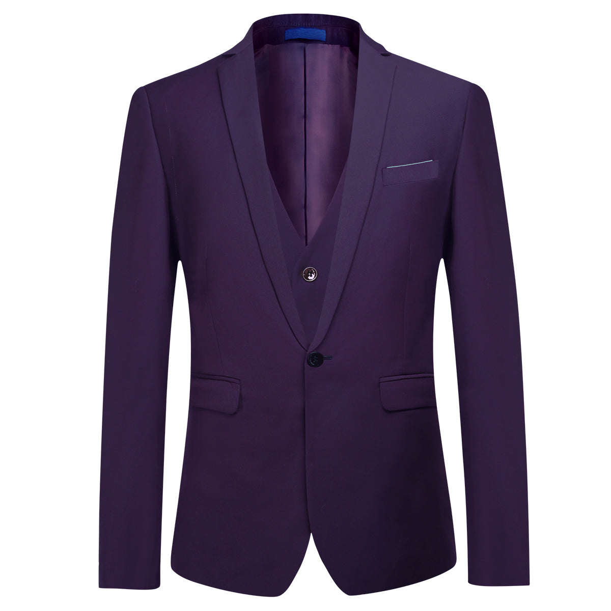 3 Piece Slim Fit Classic Casual Violet Purple Suit for Men - Business Formal & Wedding Attire - Office, Party, Special Occasion Outfit