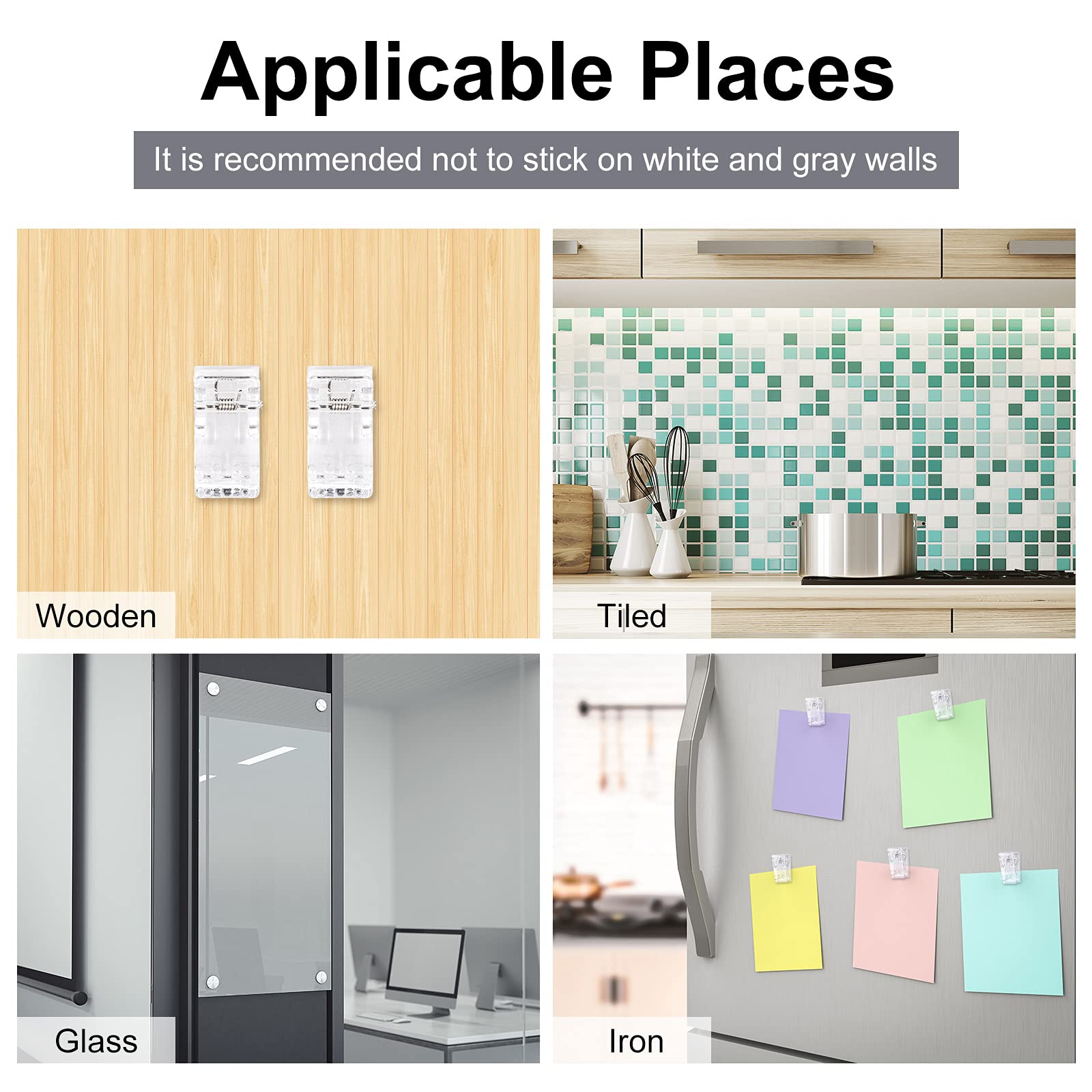 50 Pieces Clear Self-Adhesive Wall Clips - Strong Double Sided Sticky Hooks for Hanging Posters, Tapestries, Photos & Artwork - Perfect for Home, Office & Classroom Organization (Spring Design)