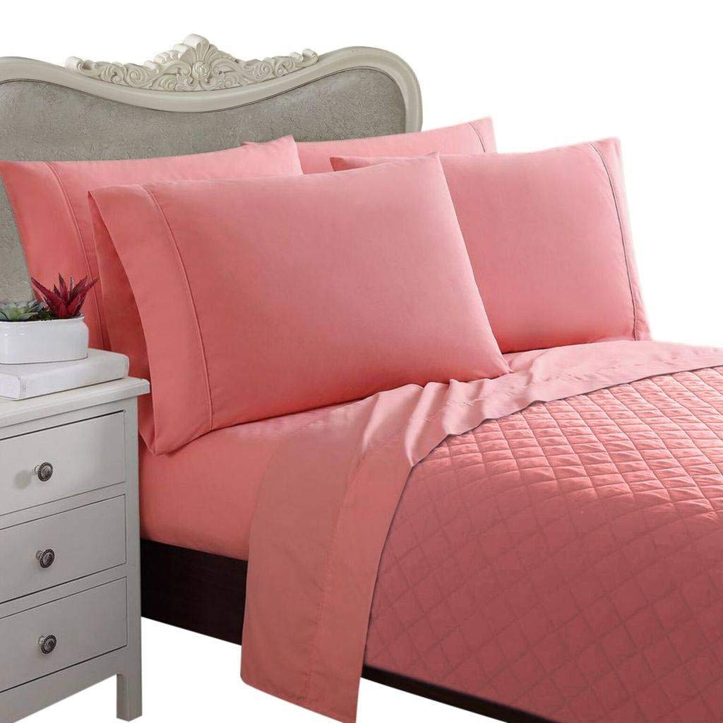 7-Piece Italian 1500 Thread Count Egyptian Cotton Bedding Set - King Size Sheet Set & Duvet Cover in Solid Pink | Ultra-Soft Luxury Bed Sheets for Hotel-Style Comfort | Perfect for Master Bedrooms & Guest Rooms