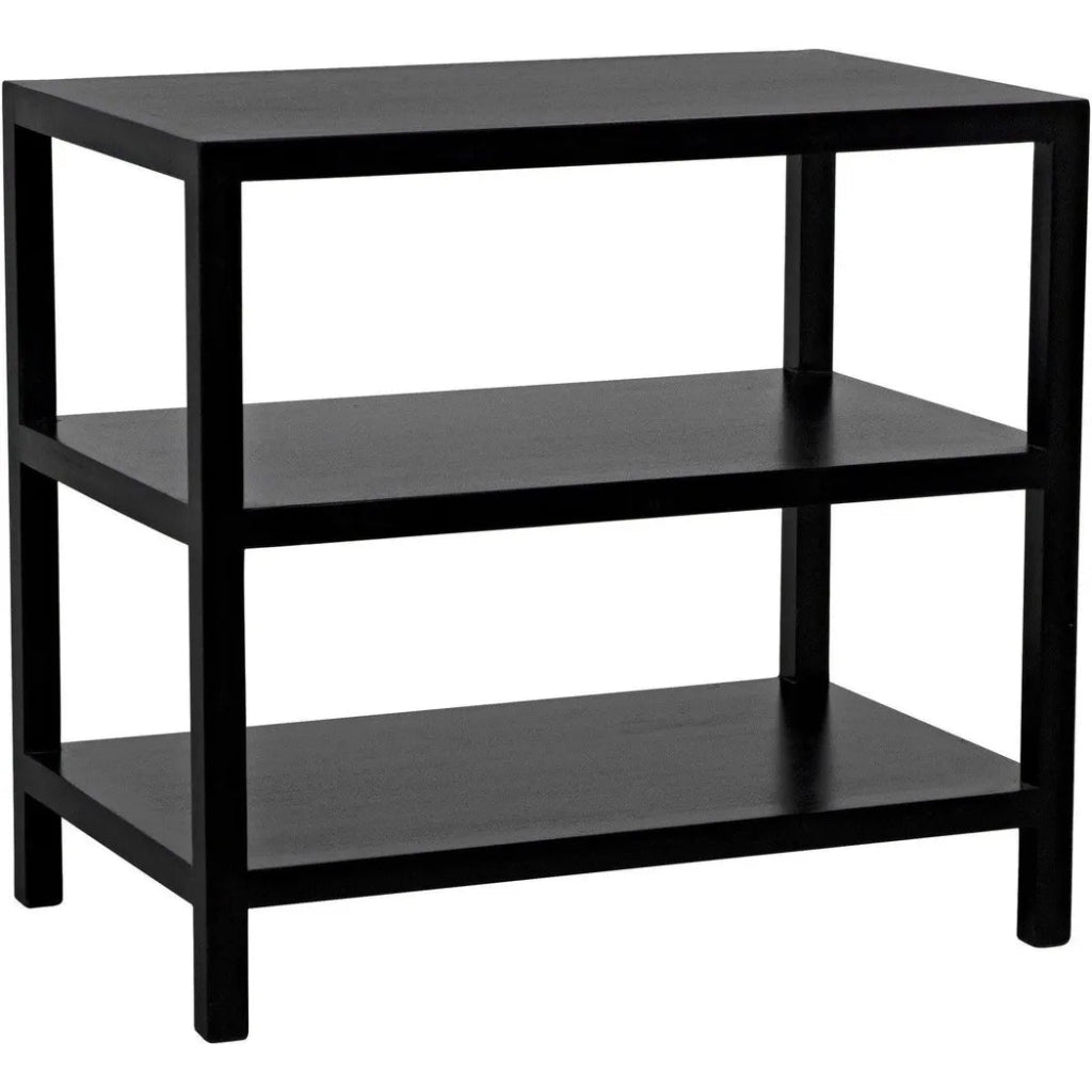 2-Tier Wooden Side Table - Black Rectangular End Table for Living Room, Bedroom & Office - Perfect for Holding Lamps, Books & Decor