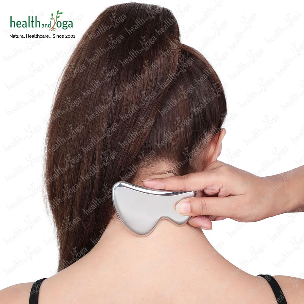 HealthAndYoga™ SteloLift 304 Stainless Steel Gua Sha Scraping Massage Tool - B-Shaped Muscle Pain Relief & Soft Tissue Mobilization for Back, Neck, Shoulder - Professional Tendon Therapy & Relaxation Aid for Home Spa & Self-Care