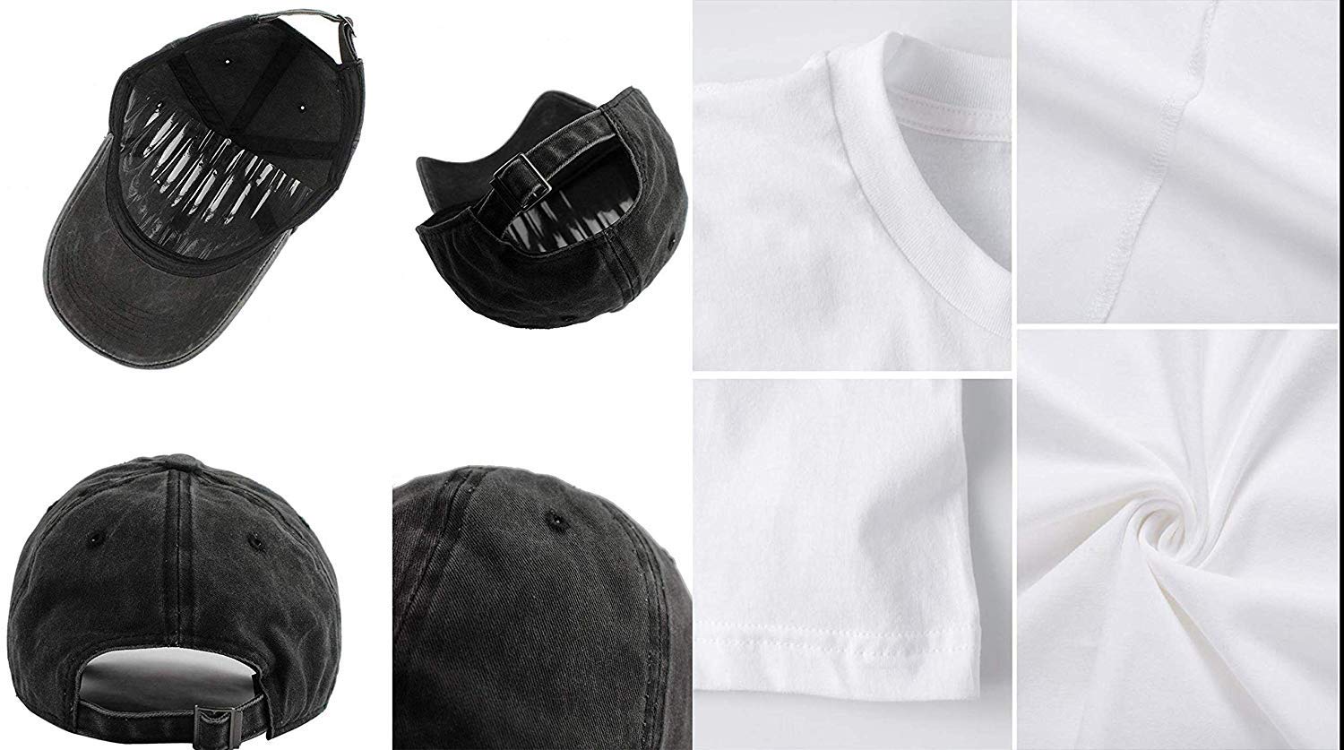 Men's Denim Baseball Caps & Round Neck T-Shirts Set - Stylish Casual Outfit for Streetwear, Sports, and Everyday Fashion