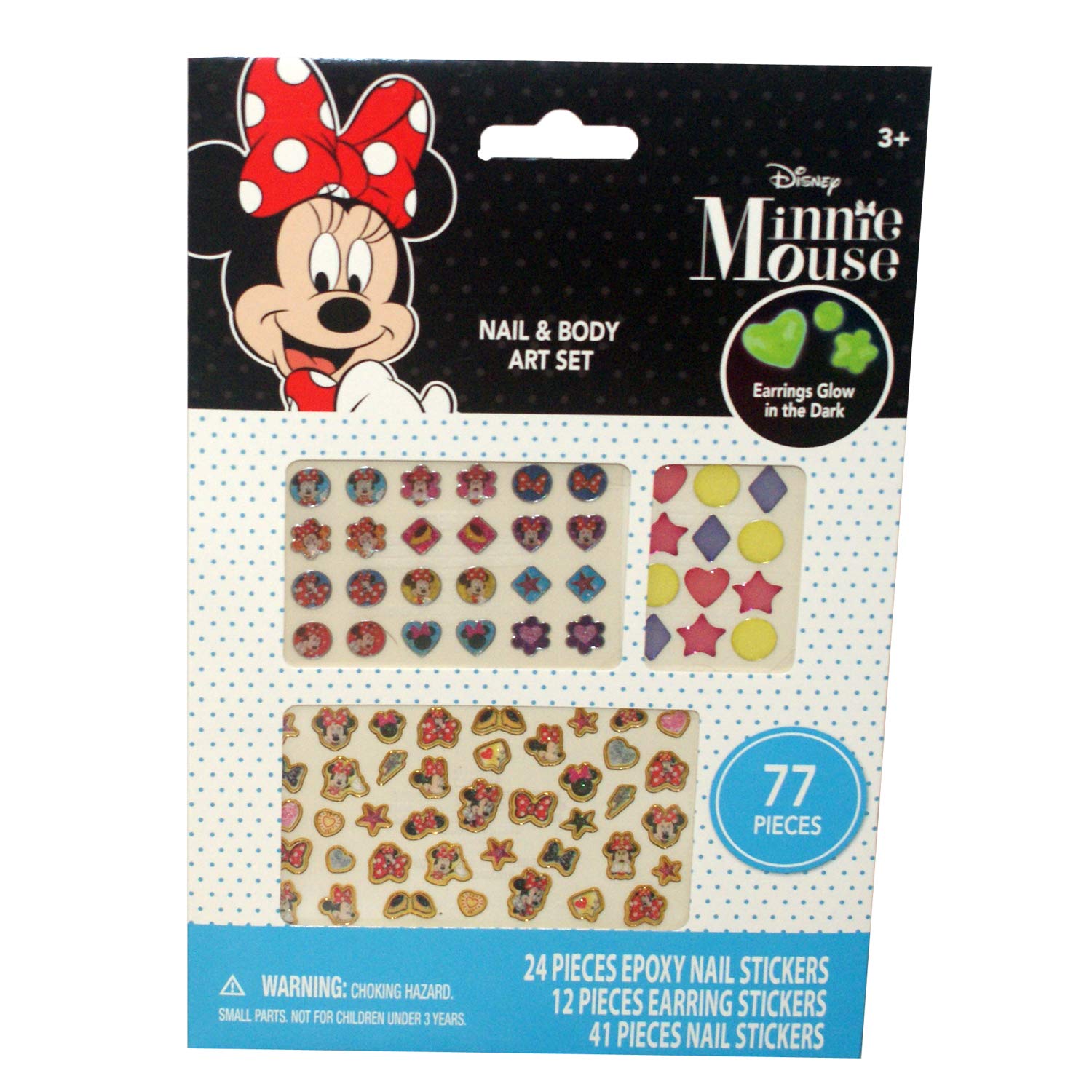 Minnie Mouse Nail Art Kit & Body Stickers - Disney Character Nail Decals for Girls, Kids & Teens - Perfect for Birthday Parties, Halloween Costumes & DIY Beauty