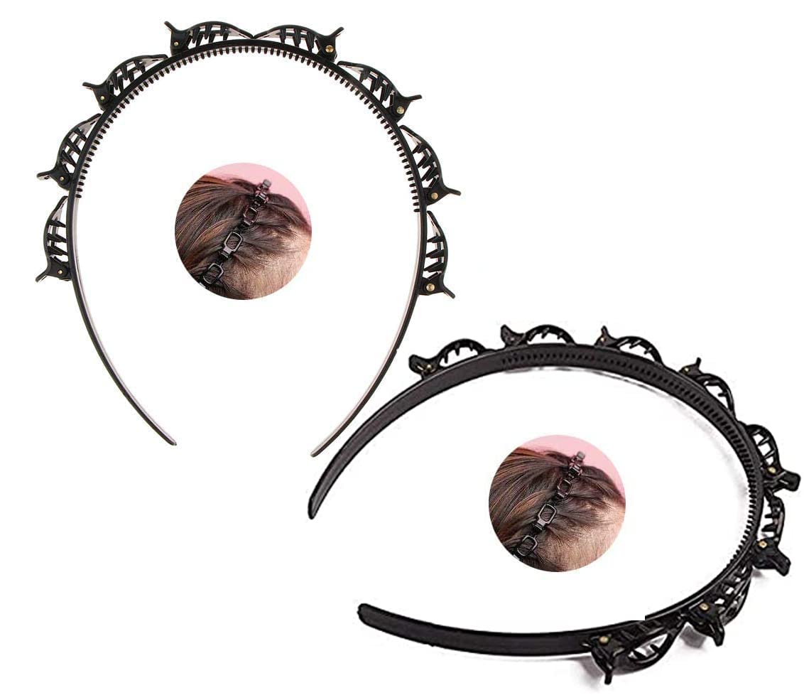 Flysales 4-Pack Twist Hairband - Alligator Hair Clips for Thin or Thick Hair, Korean Style Barrettes with Teeth Comb for Women & Girls (Black) | Perfect for Braiding, Updos, Ponytails & Everyday Hairstyles