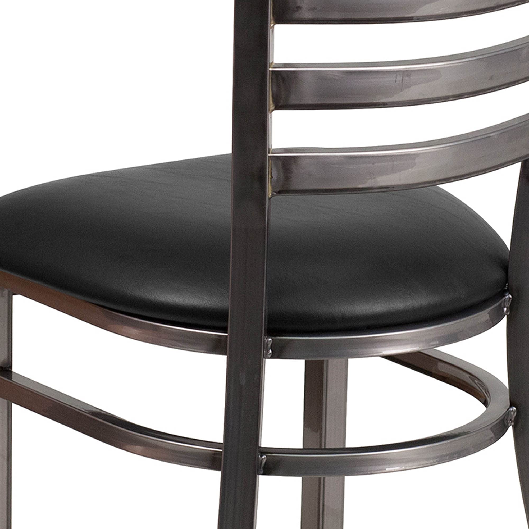 Flash Furniture 2-Pack HERCULES Series Metal Restaurant Chairs with Ladder Back Design - Black Vinyl Seat, Clear Coated for Durability - Perfect for Dining Rooms, Cafes, and Commercial Use