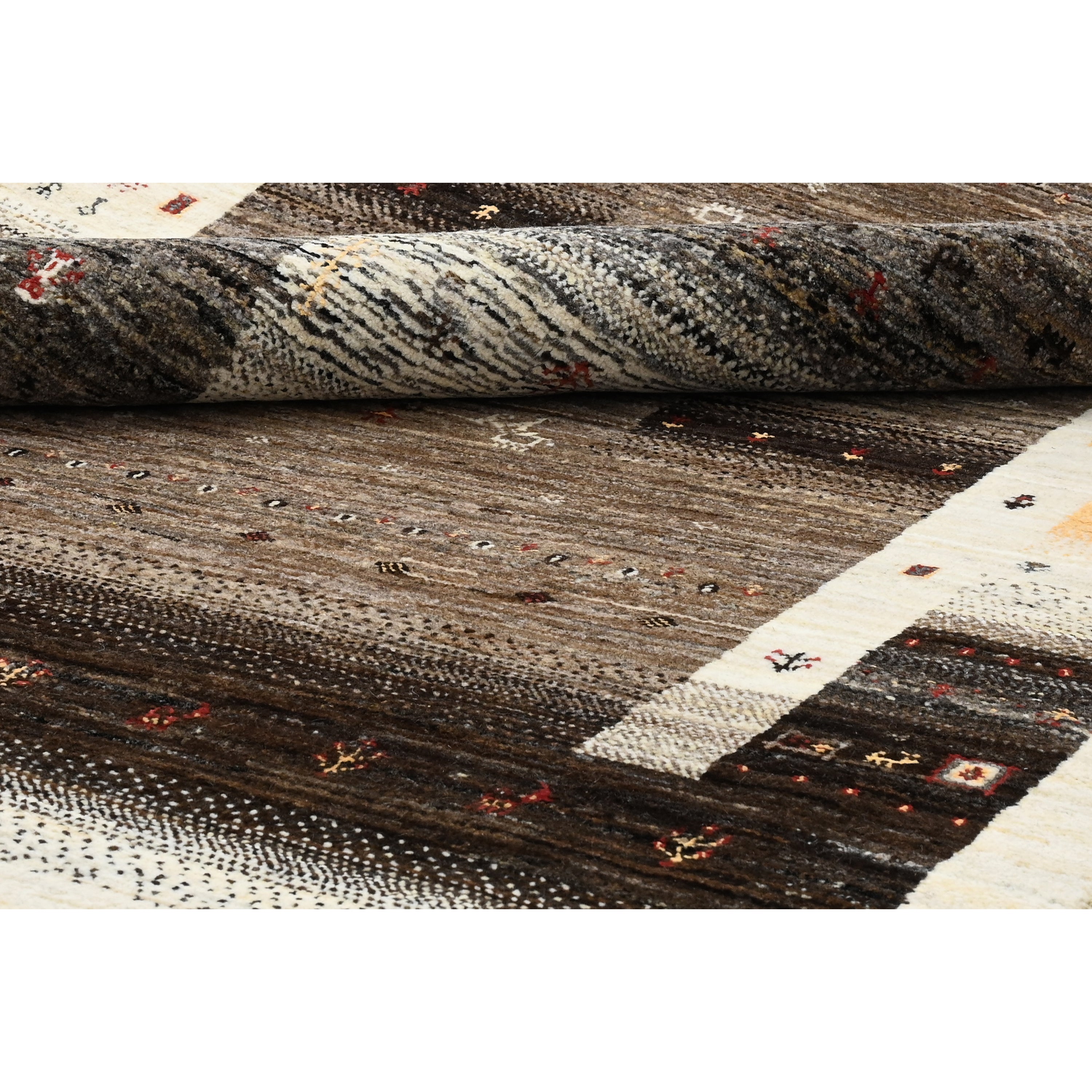 Handmade Brown Traditional Gabbeh Wool Rug 5'7