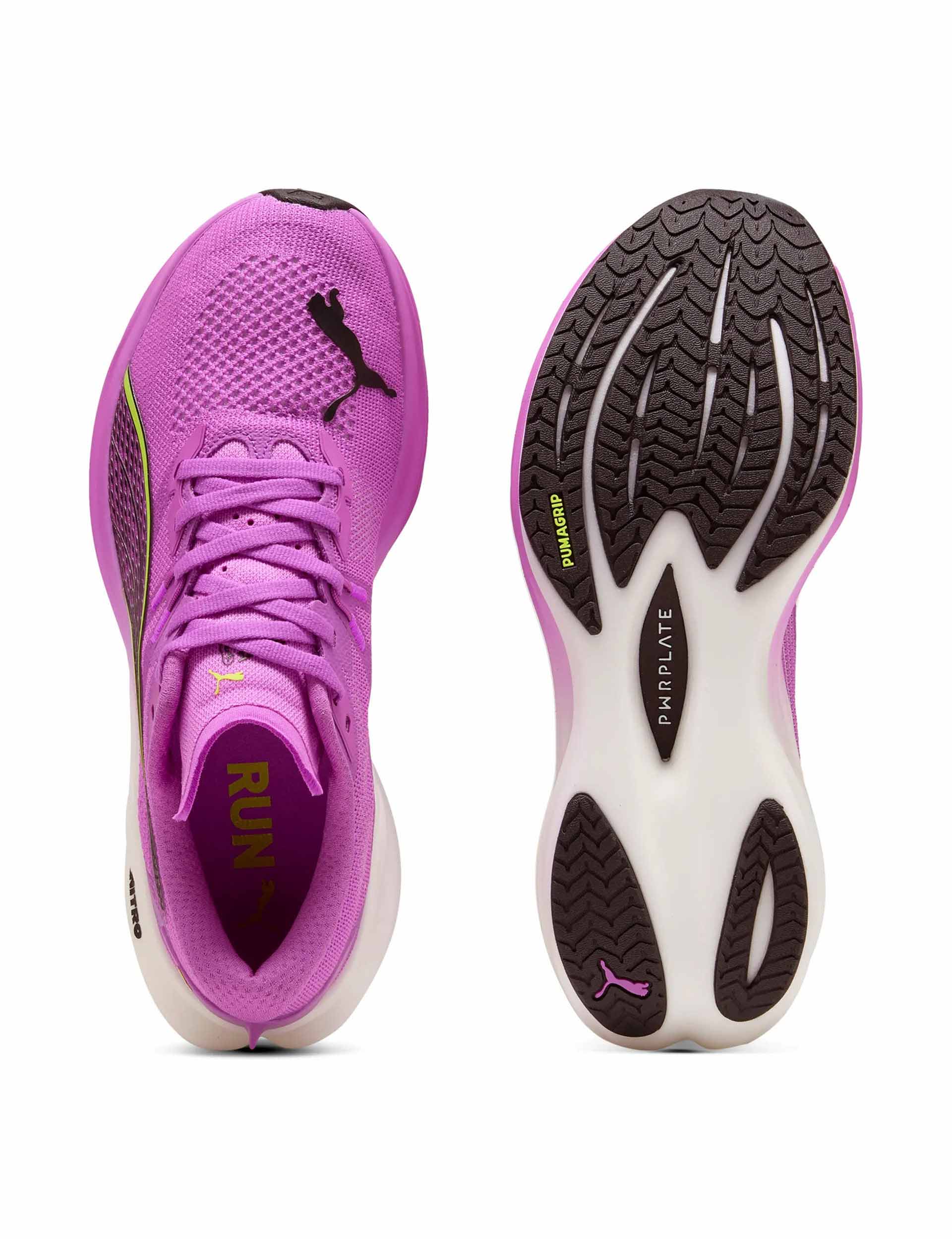 Deviate NITRO 3 Running Shoes for Men & Women - Lightweight Cushioned Road Running Shoes in Pure Magenta/Yellow Alert/White - Perfect for Marathon Training & Daily Jogging