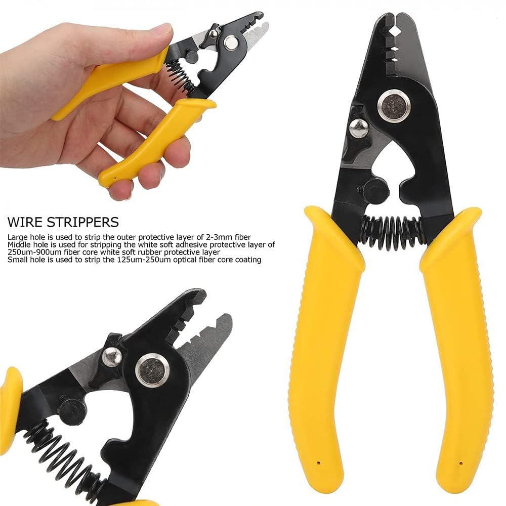 Premium Fiber Optic Tools Kit - 12-Inch (210mm) Yellow Plastic/Rubber Toolkit for Cable Splicing & Network Installation - Ideal for Telecom Technicians & DIY Home Networking Projects