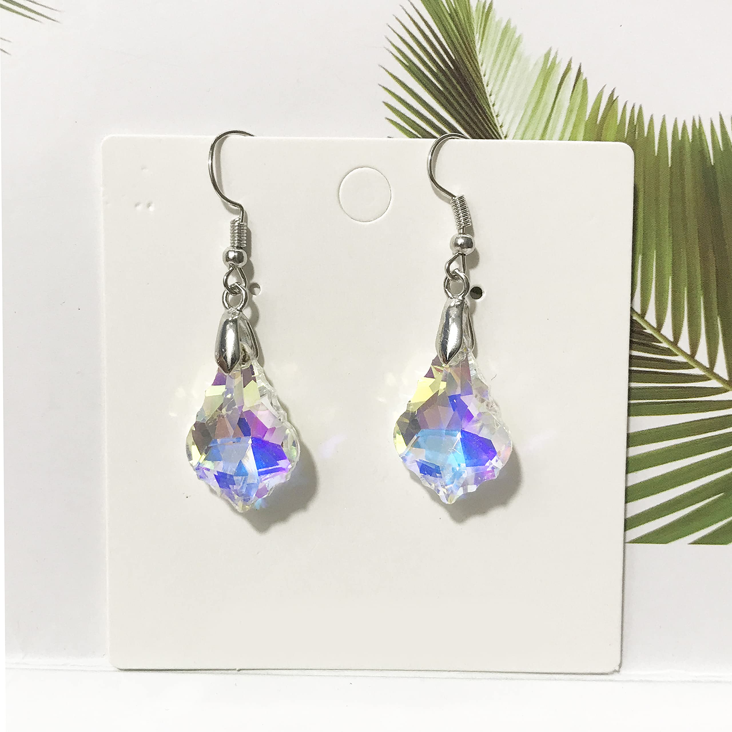 Sparkly Multi-Color Crystal Teardrop Dangle Earrings for Women | Rainbow Geometric Statement Jewelry | Elegant Gift for Party, Wedding & Everyday Wear