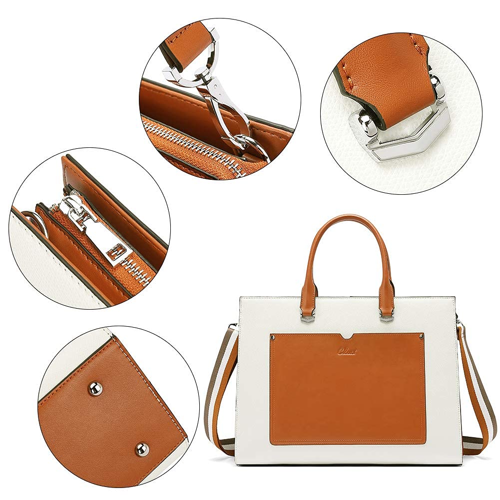 CLUCI Vegan Leather Briefcase for Women - 15.6 Inch Laptop Bag with Large Pockets, Professional Business Shoulder Bag for Office, Work, Travel & Commuting