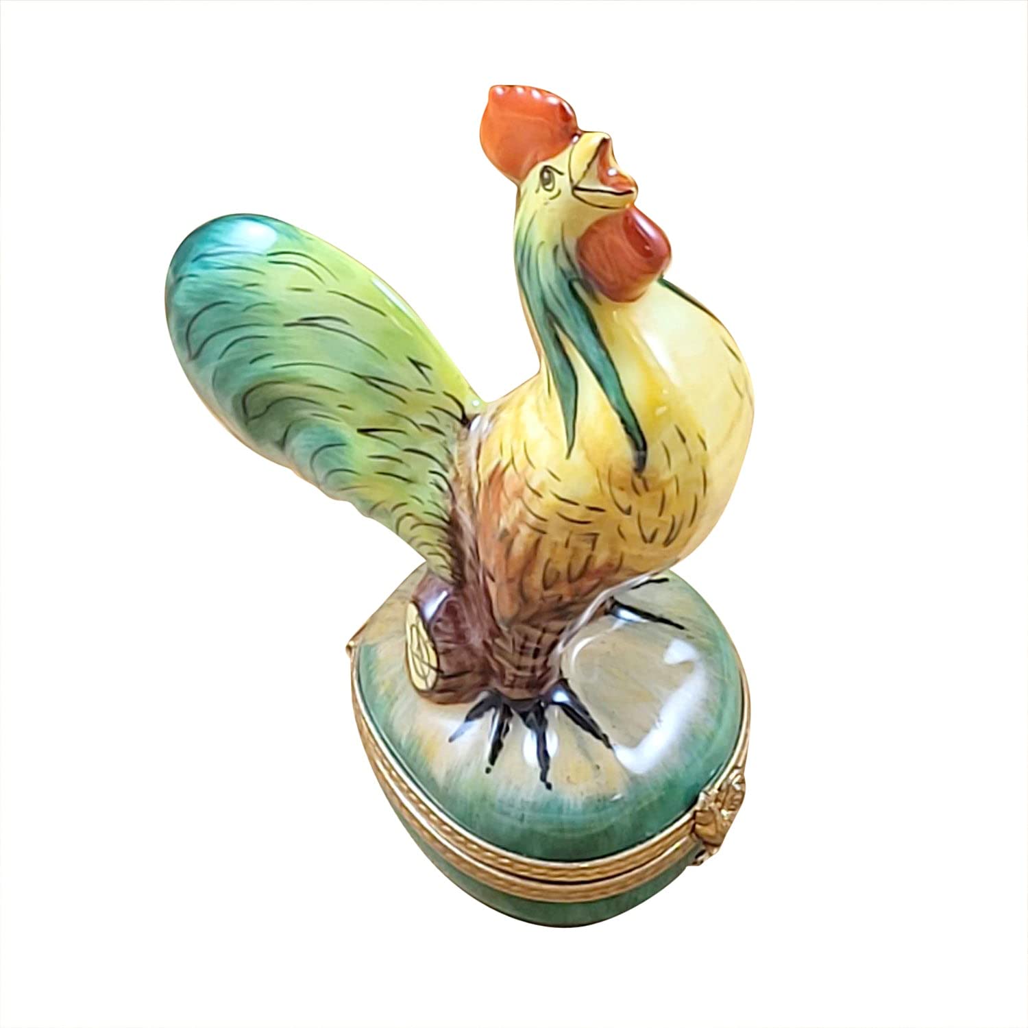 Rochard Tall Rooster Limoges Porcelain Box - Hand-Painted Collectible Trinket Jewelry Storage - Perfect for Home Decor & Gift Giving