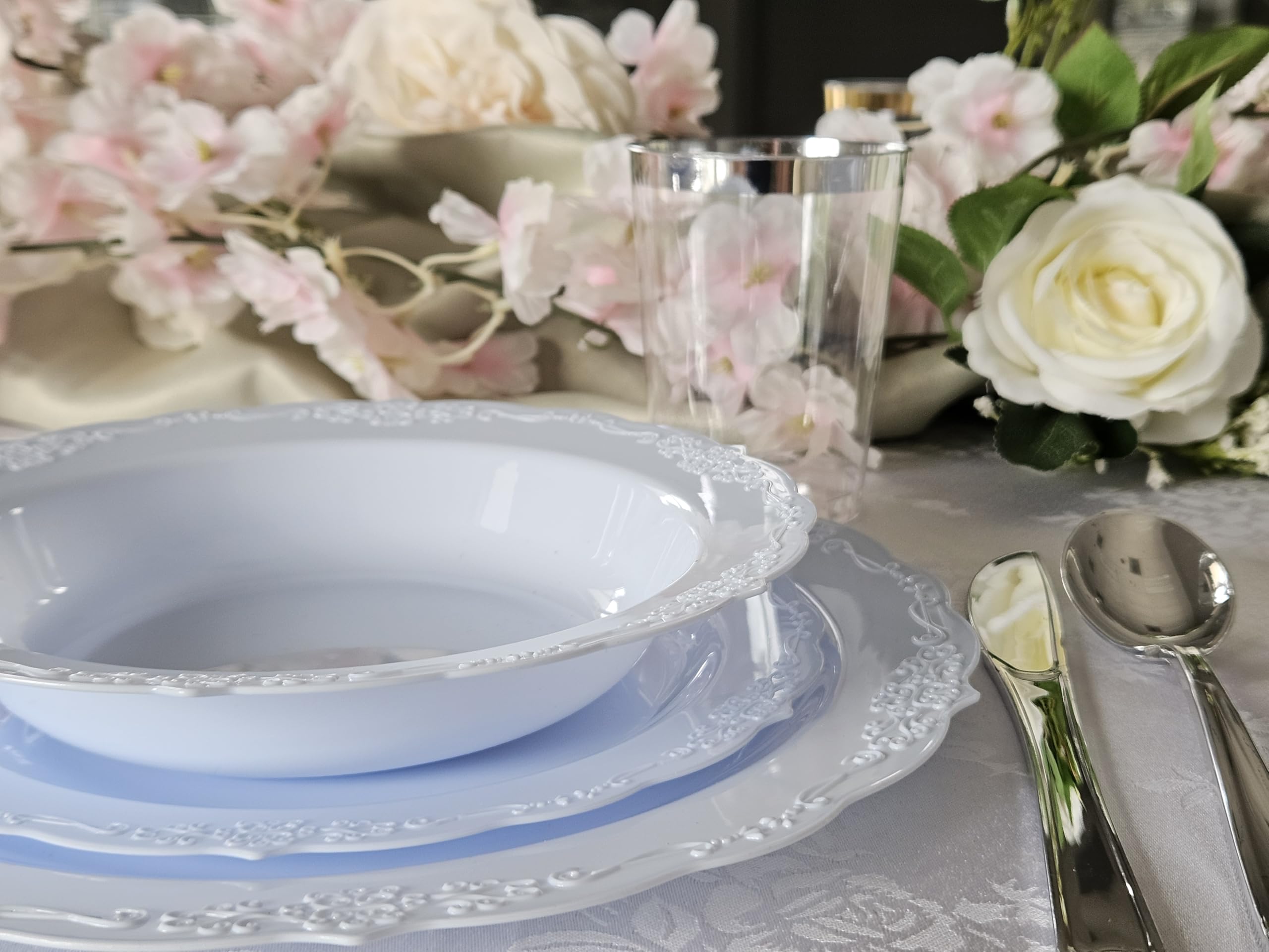 240 Pack Disposable Plastic Plates for Weddings & Parties - 10 Inch Dinner Plates in Verona Blue - Perfect for Birthday Celebrations, Baby Showers & Outdoor Events