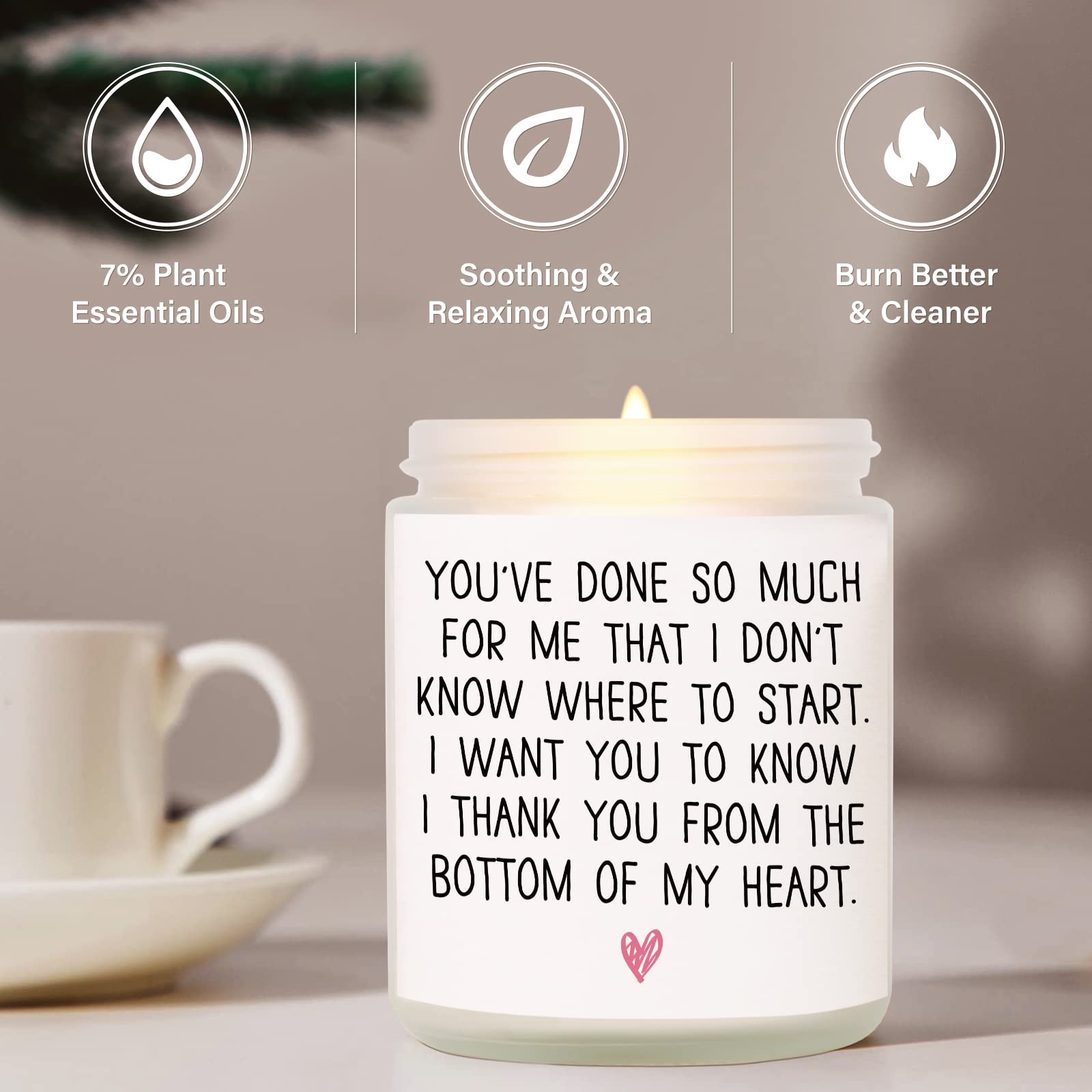 BAUBLEDAZZ Handmade Lavender Natural Soy Wax Candle (7oz) - Thank You Gifts for Women, Friends, Coworkers, Hostess - Relaxing Aromatherapy for Home, Office & Spa