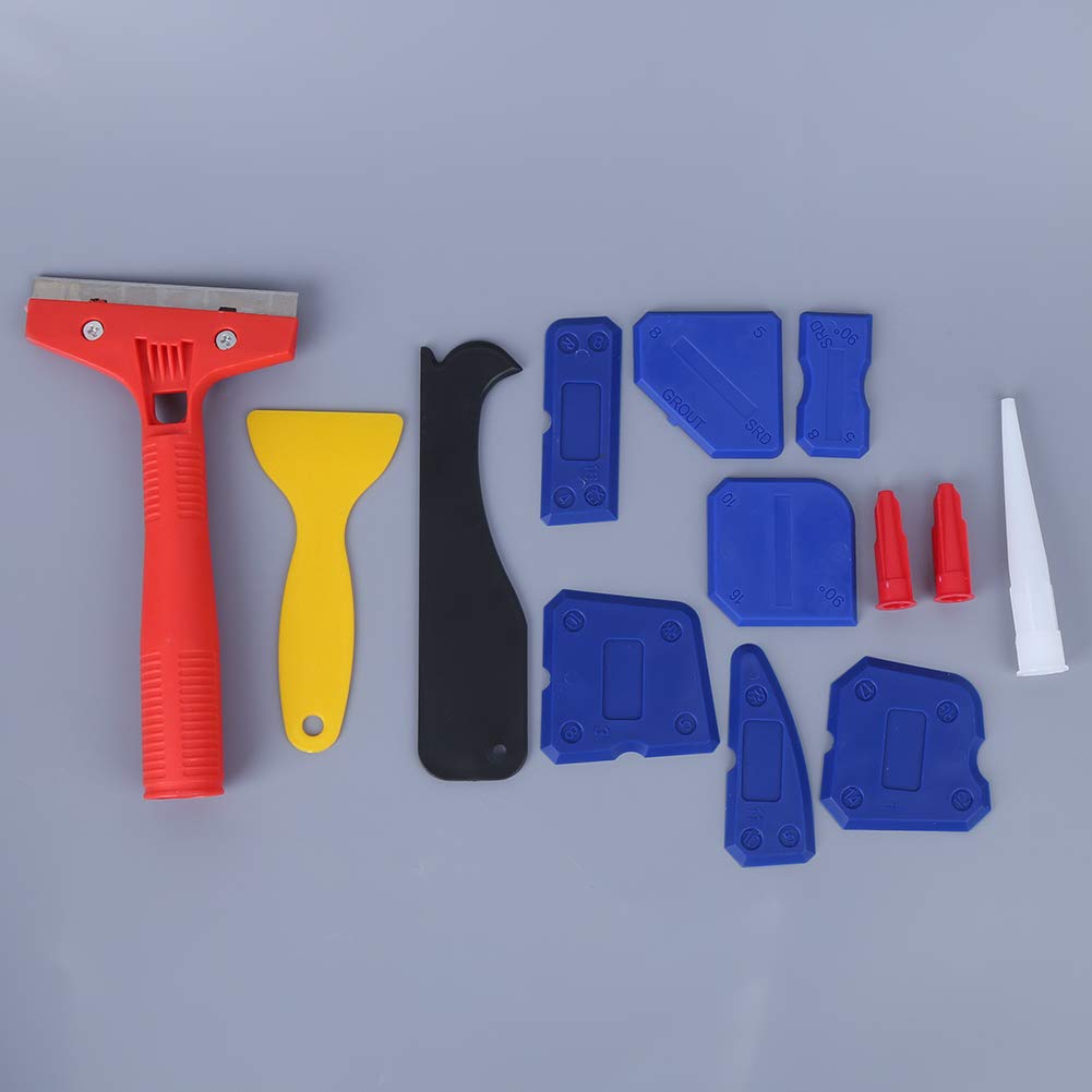 WALFRONT 13-Piece Caulking Tool Kit - Silicone Sealant Finishing Tools with Plastic Scraper for Glass Glue & Home Improvement Projects | Perfect for Bathroom, Kitchen & Window Sealing