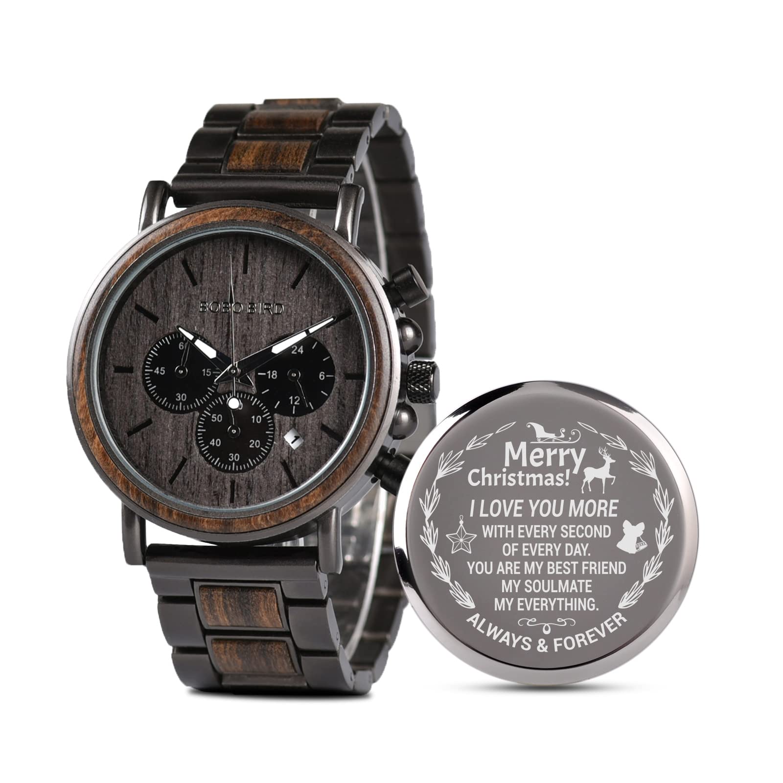 Custom Engraved Wooden Watch for Men - Personalized Gift for Boyfriend, Fiancé, Husband - Unique Wooden Wristwatch for Birthday, Anniversary - Perfect for Casual Wear, Date Nights & Special Occasions