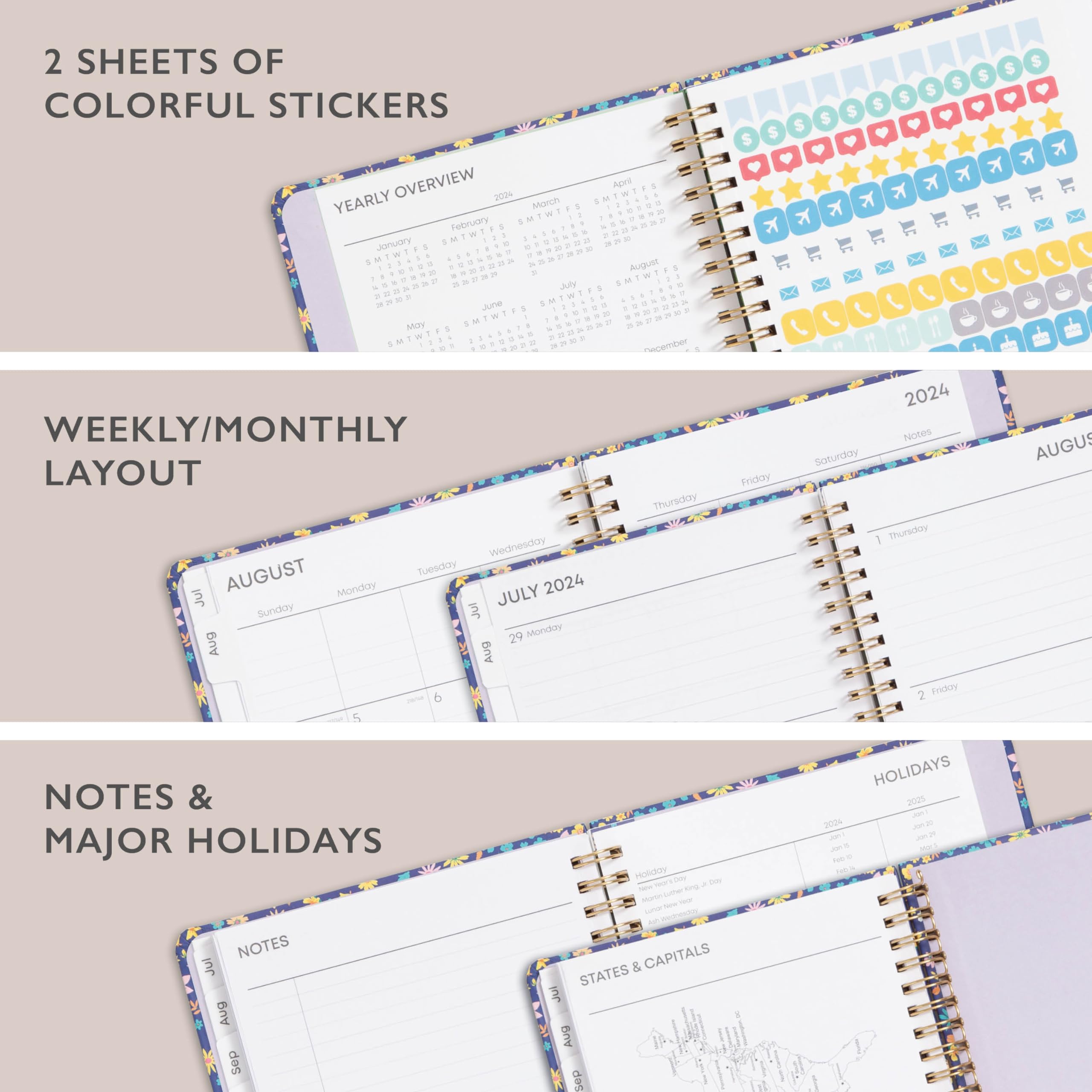 Blue Sky 2024-2025 Academic Planner - Weekly & Monthly Organizer, 5