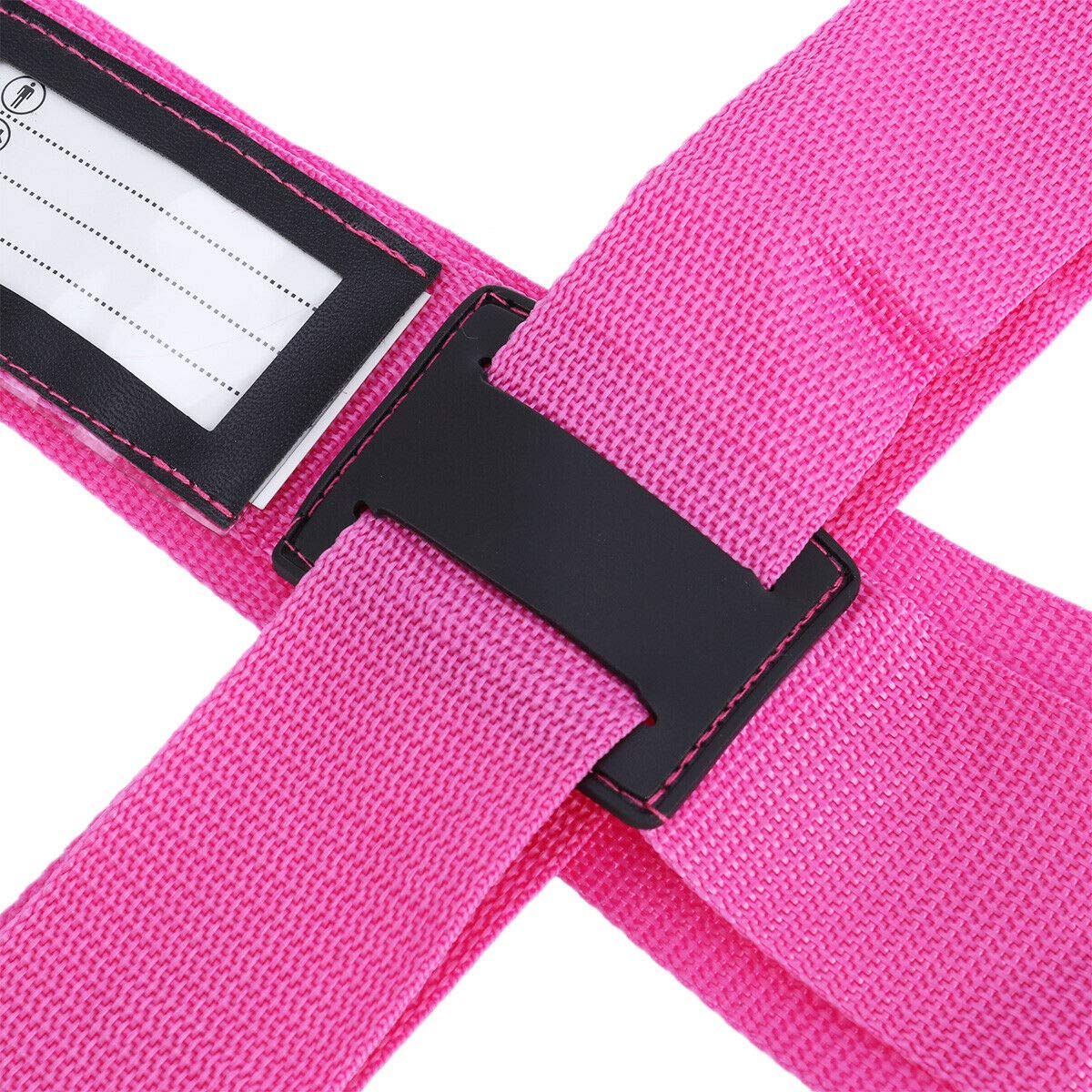 Adjustable Luggage Strap - Heavy Duty Suitcase Belt for Travel Bags, Secure Packing Strap with Long Cross Design (Pink) - Perfect for Airplane Checked Luggage, Train Travel & Vacation Packing