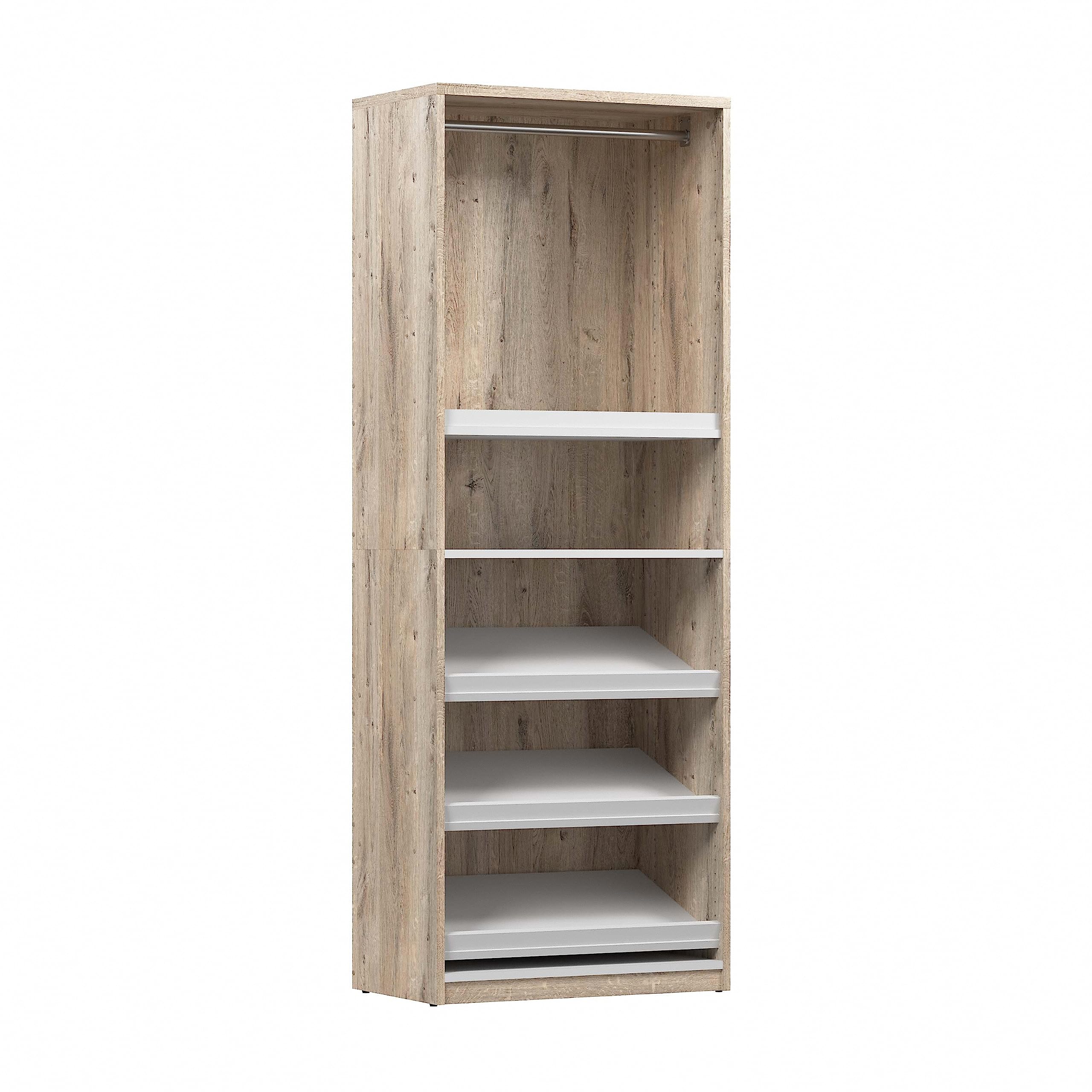 Bestar Cielo 30-inch Rustic Brown & White Closet Organizer - Space-Saving Wardrobe for Bedroom, Mudroom, Entryway & Kitchen Pantry | Perfect for Small Spaces & Home Organization