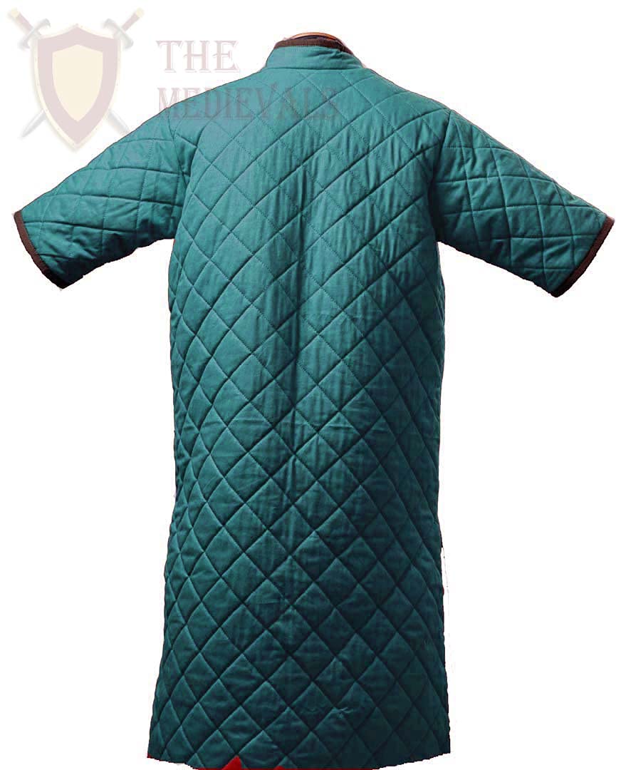 THE MEDIEVALS Thick Padded Short Sleeve Gambeson Coat - Medieval Aketon Jacket Armor for LARP, Cosplay & Renaissance Fairs - Breathable Cotton Fabric for Historical Reenactment & Costume Events