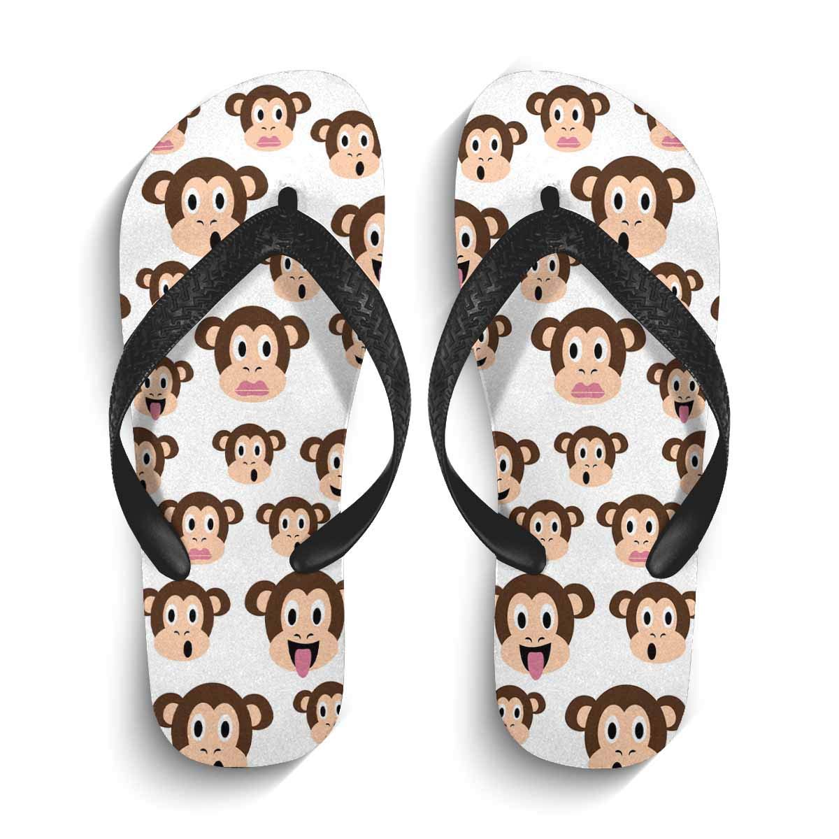 **INTERESTPRINT Men's Non-Slip Flip Flops - Cute Monkey Pattern Thong Sandals for Beach, Pool & Casual Wear**