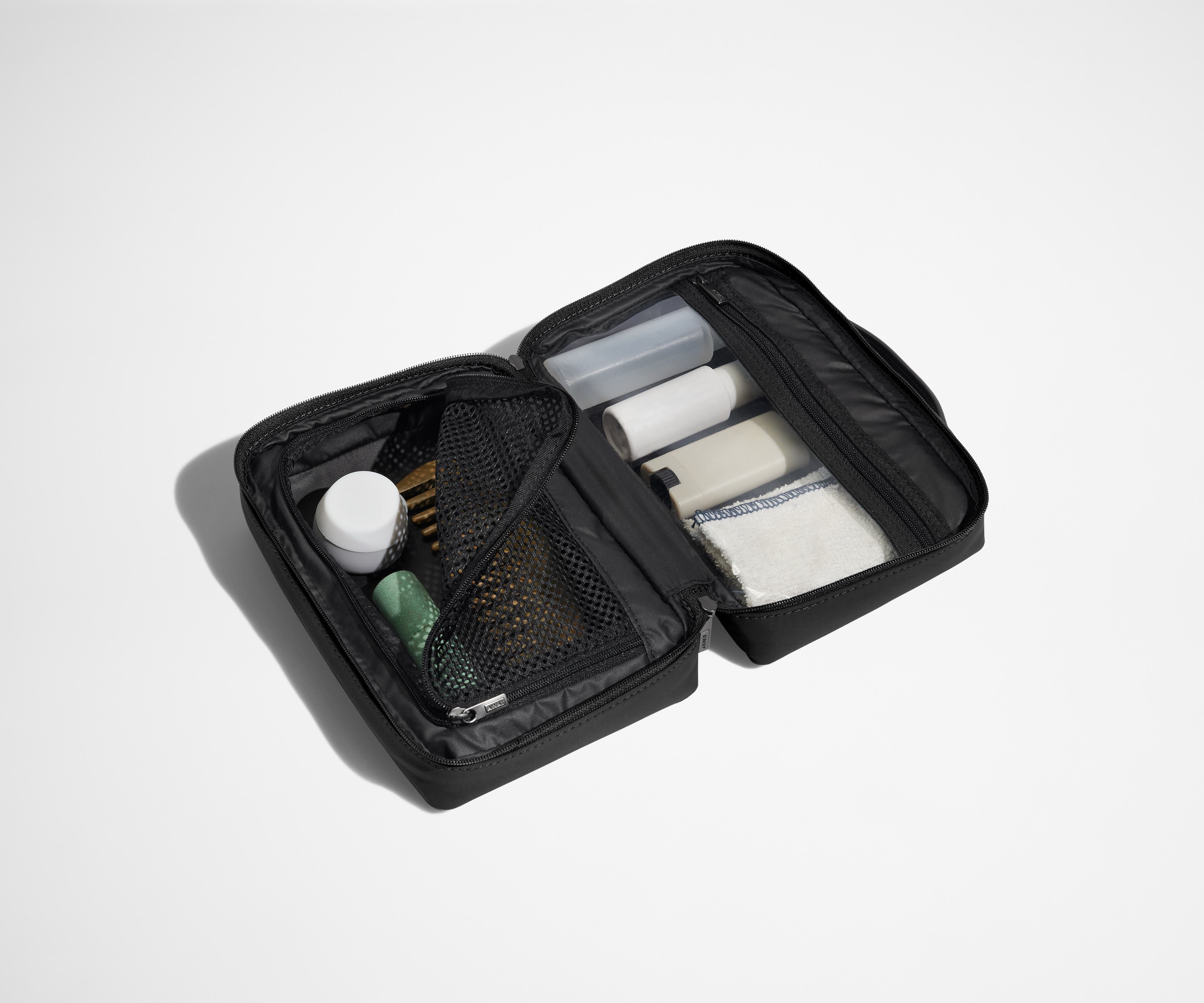 Jet Black Small Toiletry Bag for Travel - Compact Cosmetic Organizer for Women & Men, Perfect for Carry-On Luggage & Weekend Getaways