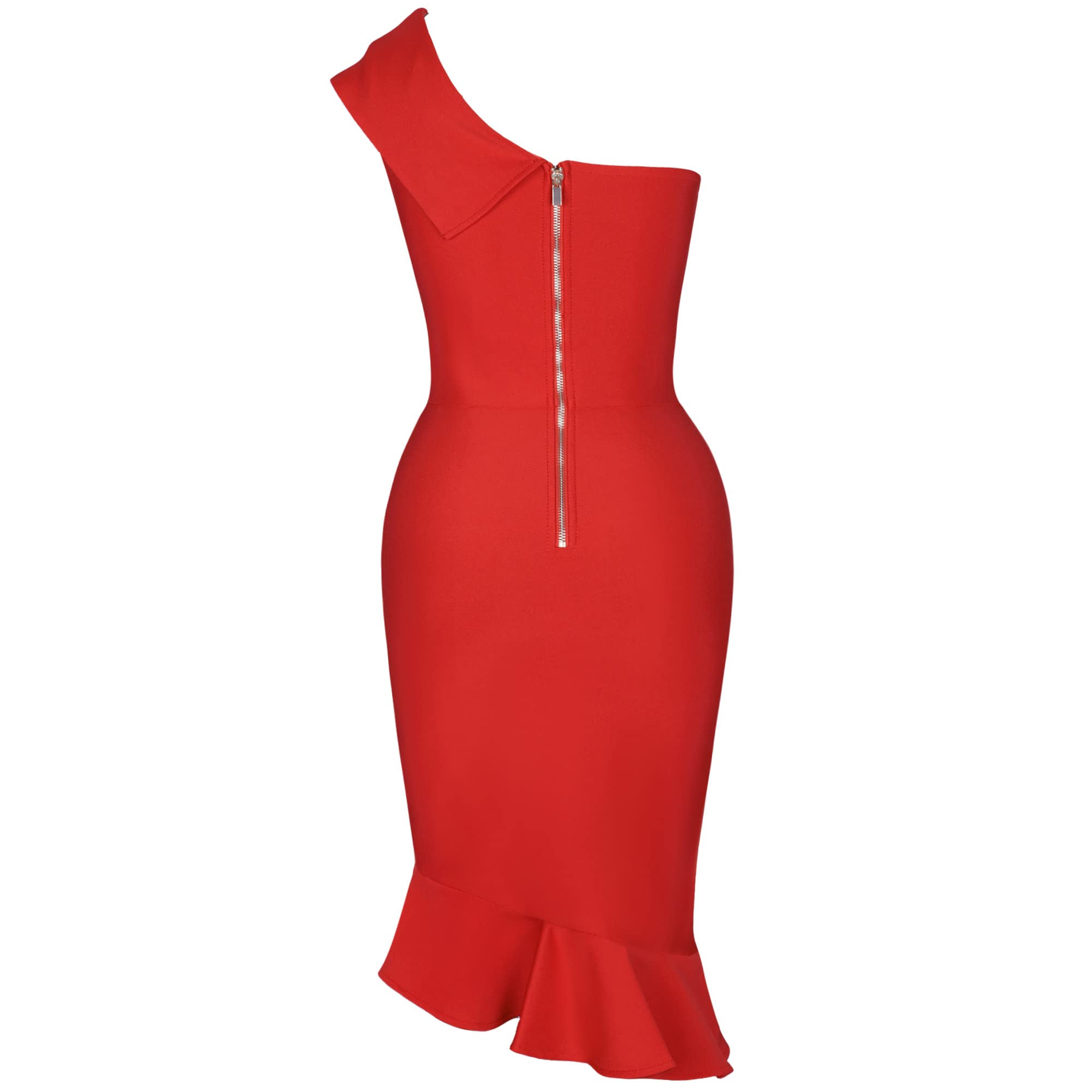 Maketina Women's Sexy One Shoulder Bodycon Bandage Dress - Mermaid Cocktail Midi Dress for Party & Night Out | Trendy 2025 Fashion | Perfect for Club, Date Night & Special Occasions